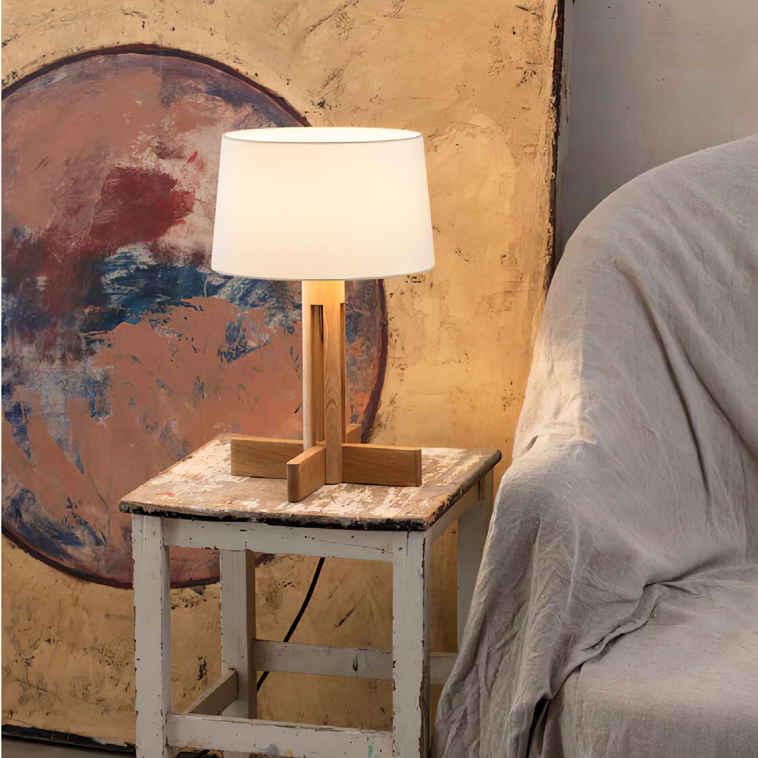 Axel Wood & Fabric Contemporary Table Lamp - Letslighting