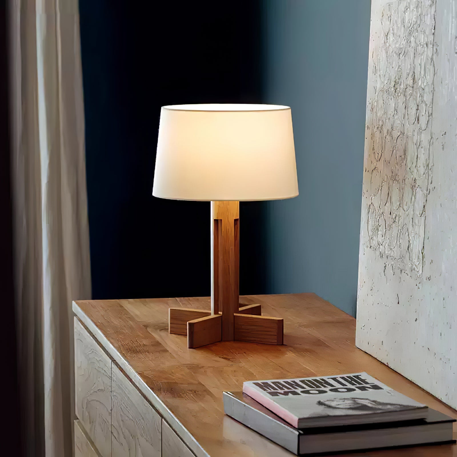 Axel Wood & Fabric Contemporary Table Lamp - Letslighting