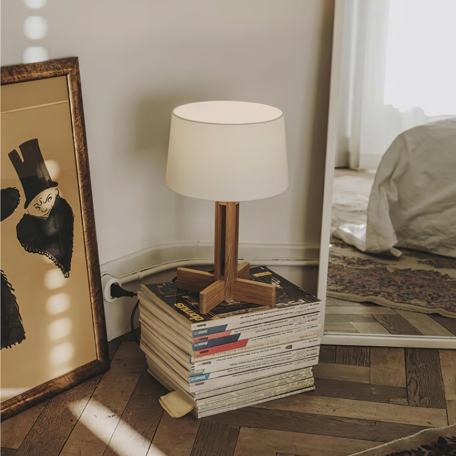 Axel Wood & Fabric Contemporary Table Lamp - Letslighting