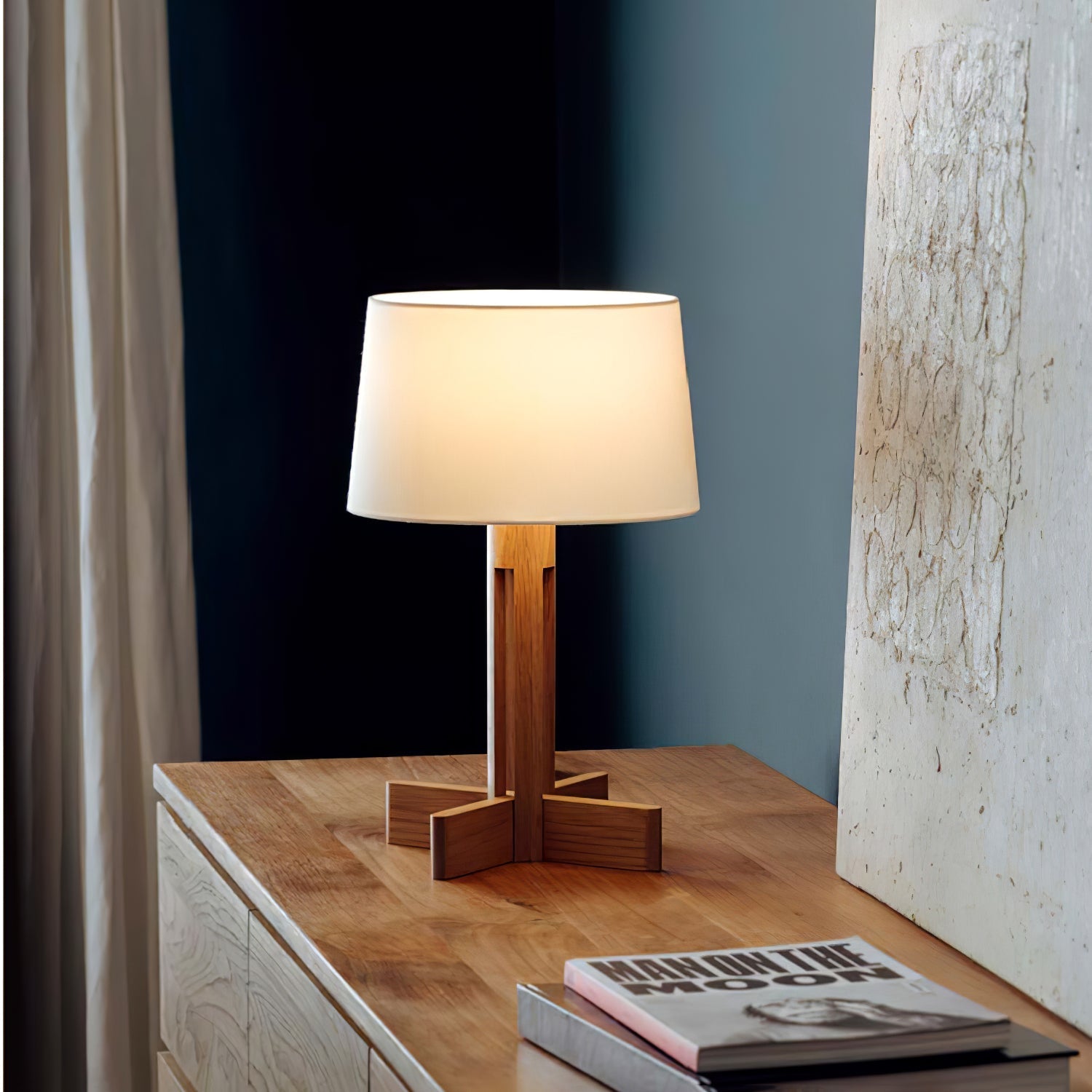 Axel Wood & Fabric Contemporary Table Lamp - Letslighting