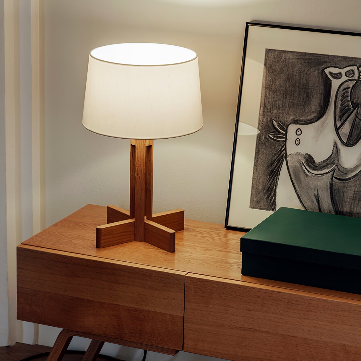 Axel Wood & Fabric Contemporary Table Lamp - Letslighting
