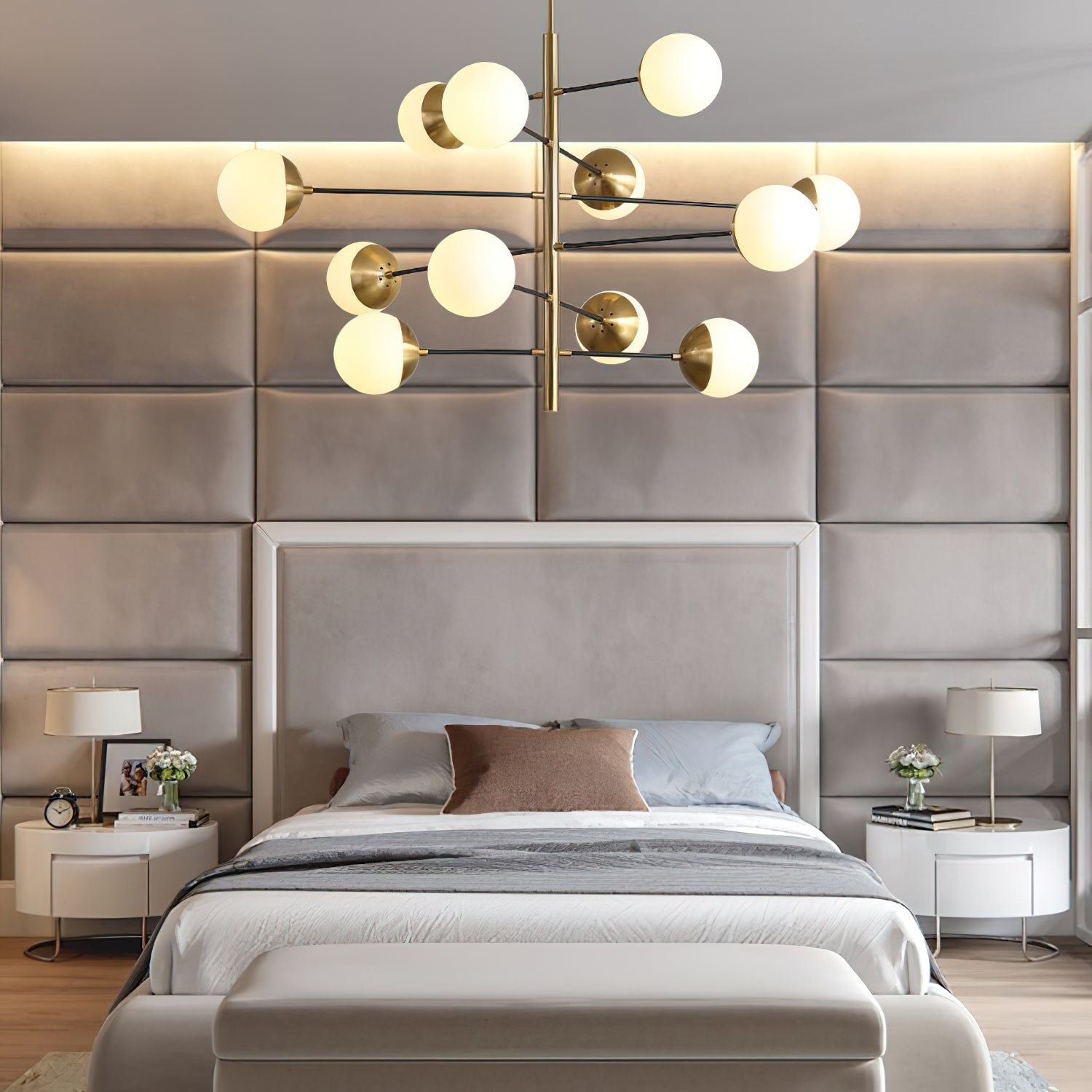 Ultra Modern Minimalist Brass Glass Chandelier - Letslighting