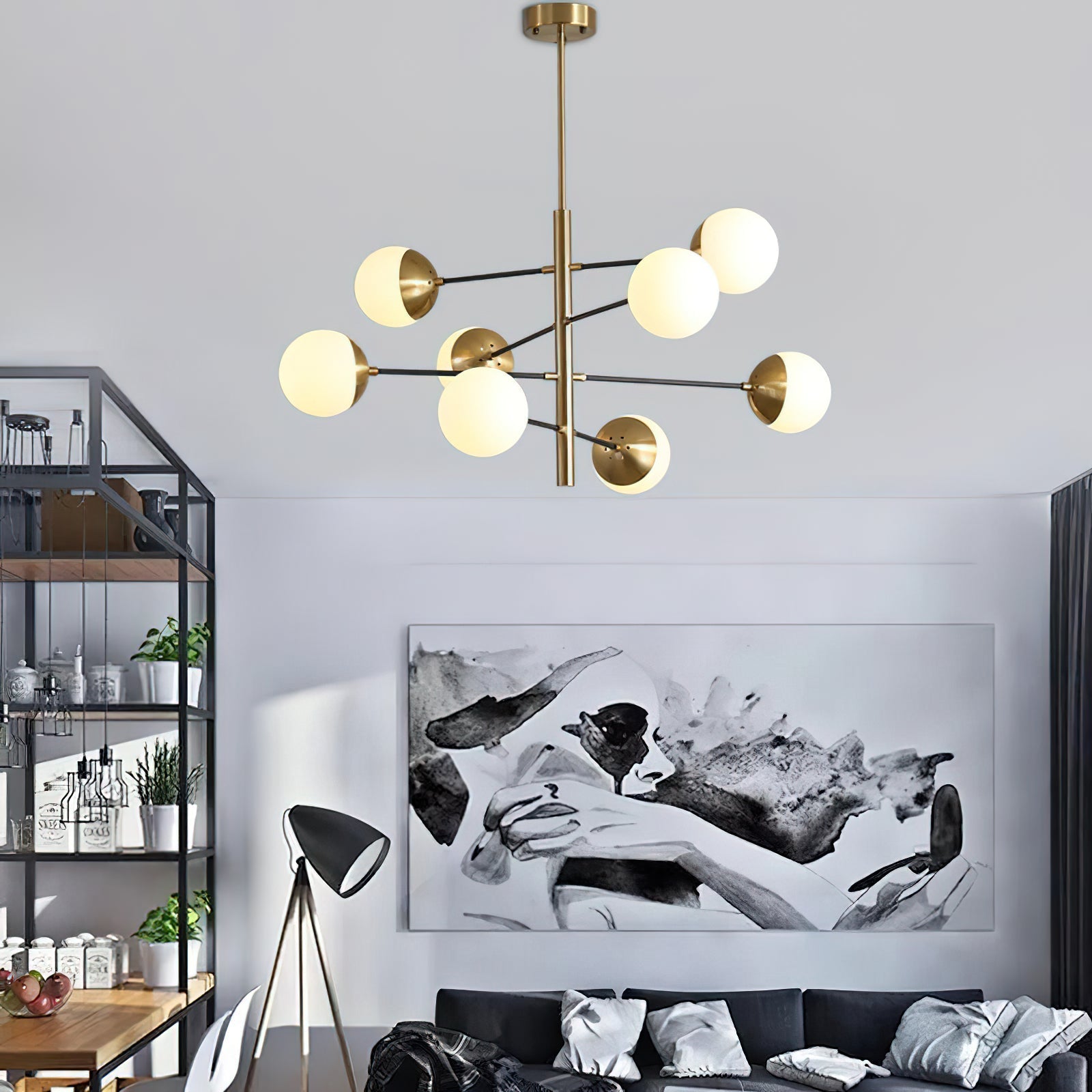 Ultra Modern Minimalist Brass Glass Chandelier - Letslighting
