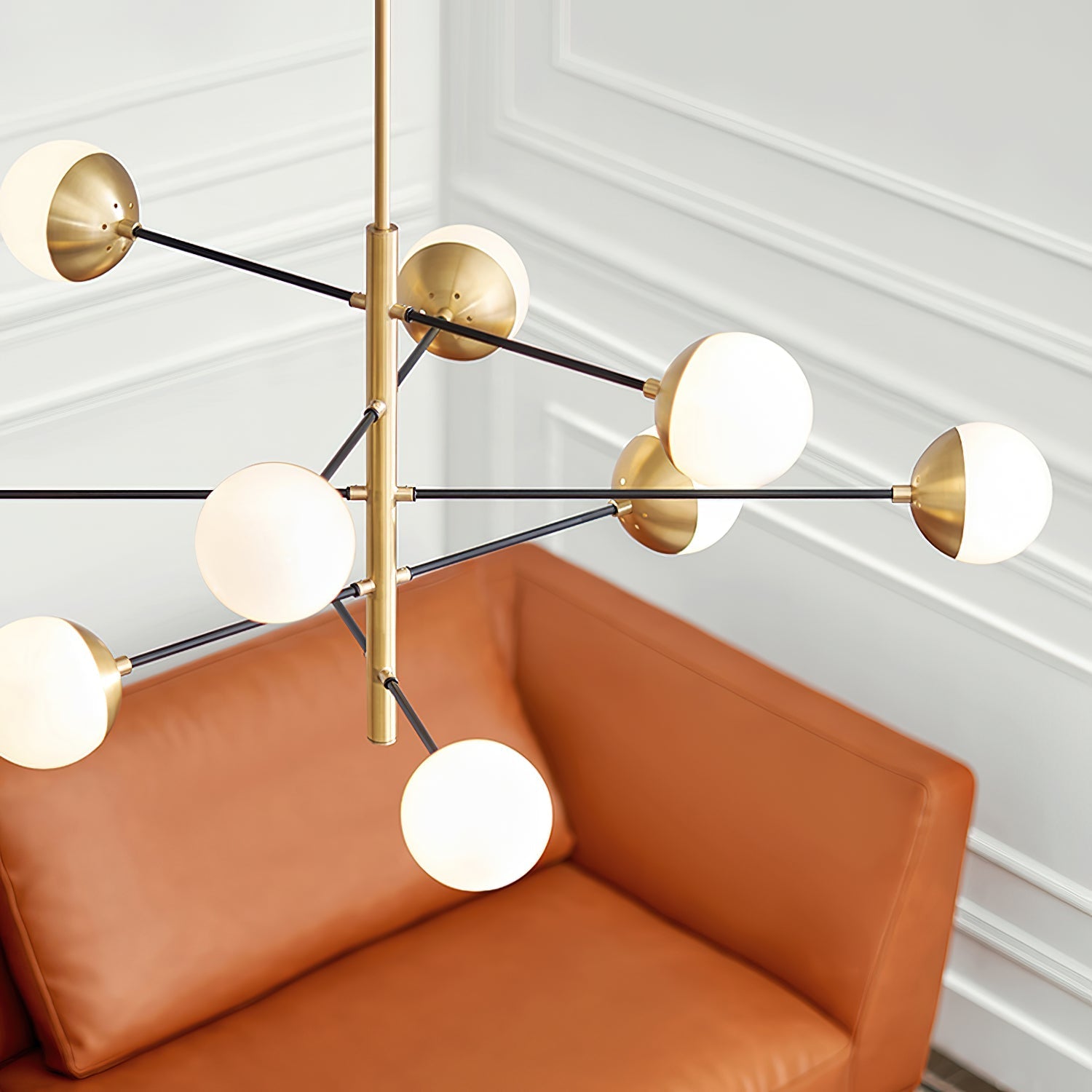 Ultra Modern Minimalist Brass Glass Chandelier - Letslighting