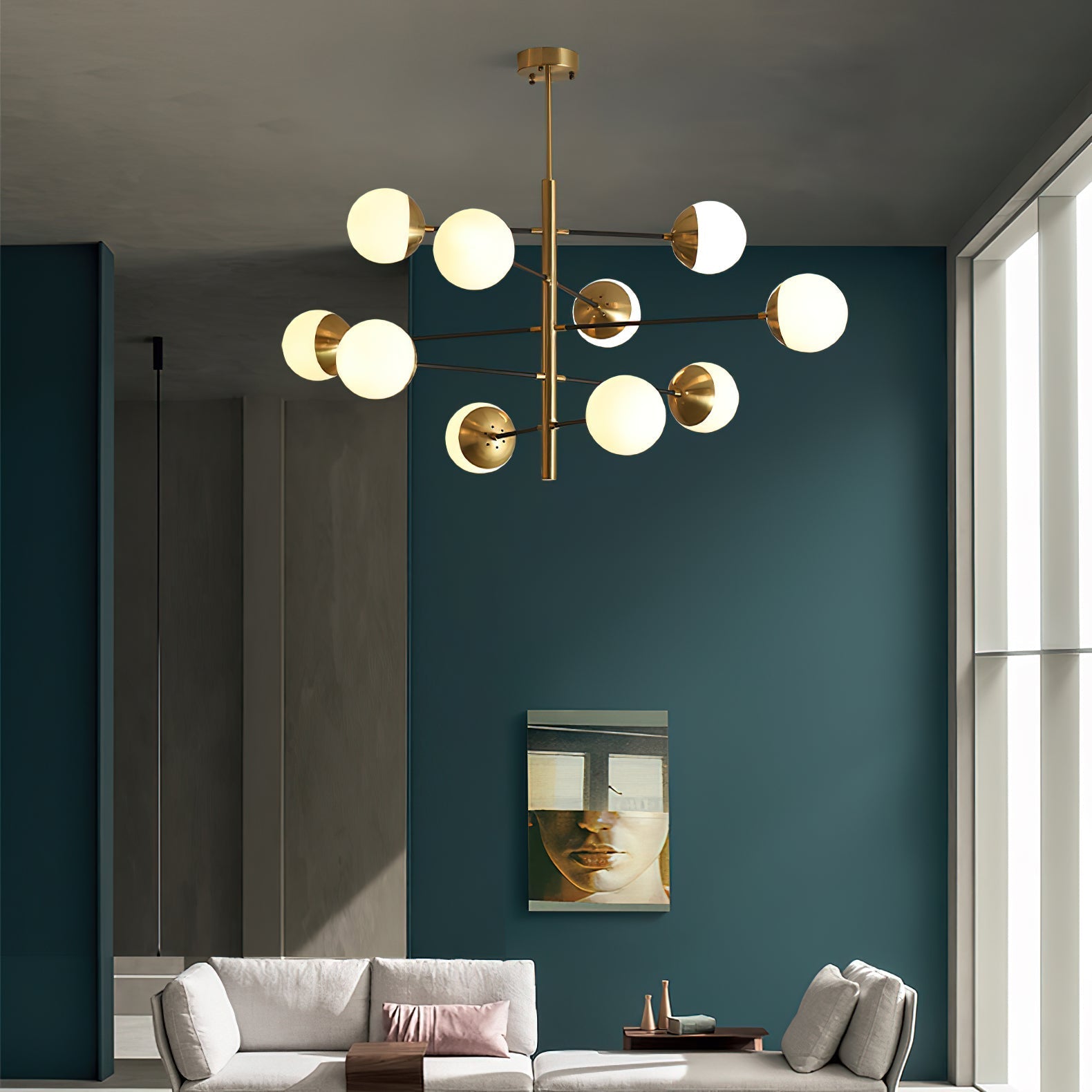 Ultra Modern Minimalist Brass Glass Chandelier - Letslighting