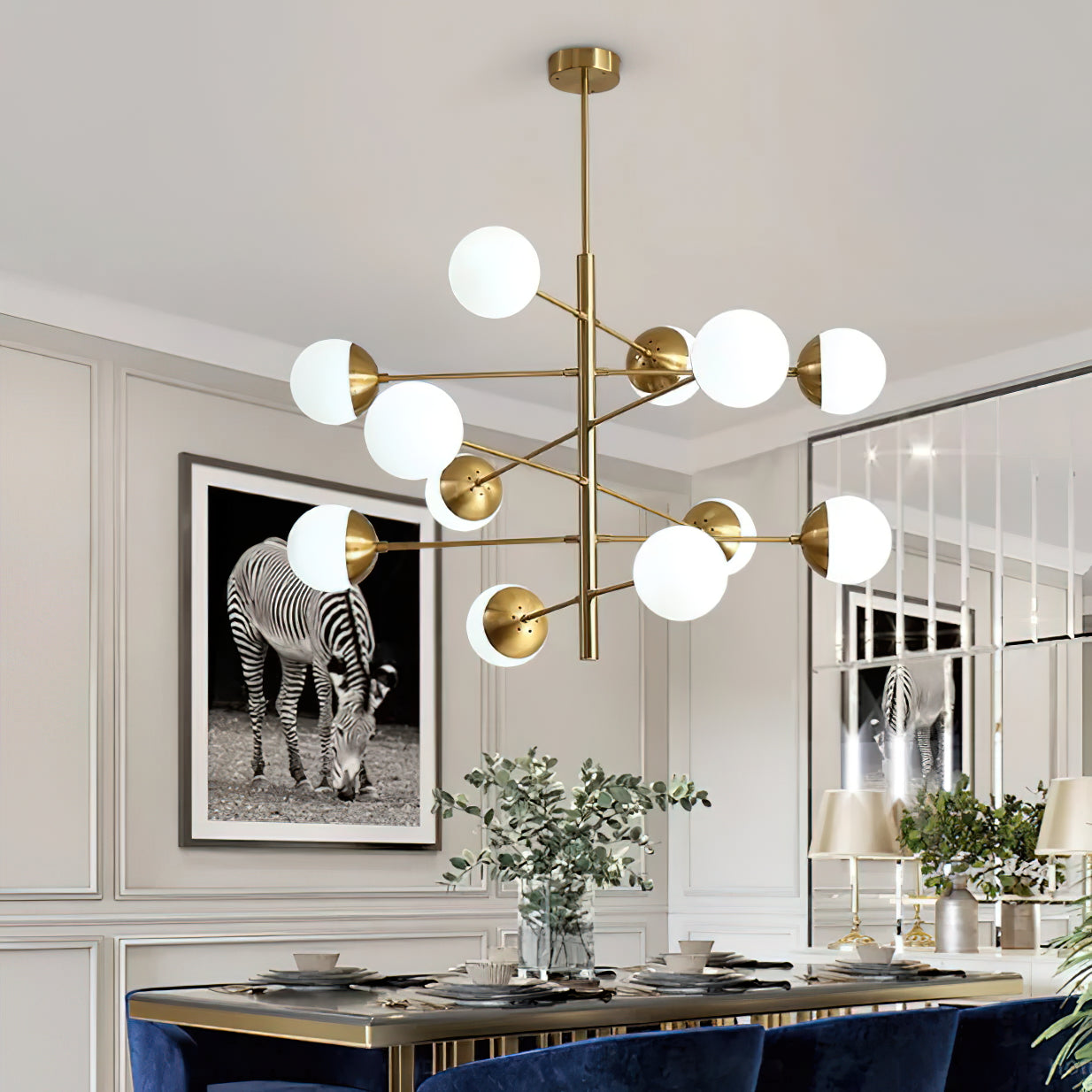 Ultra Modern Minimalist Brass Glass Chandelier - Letslighting