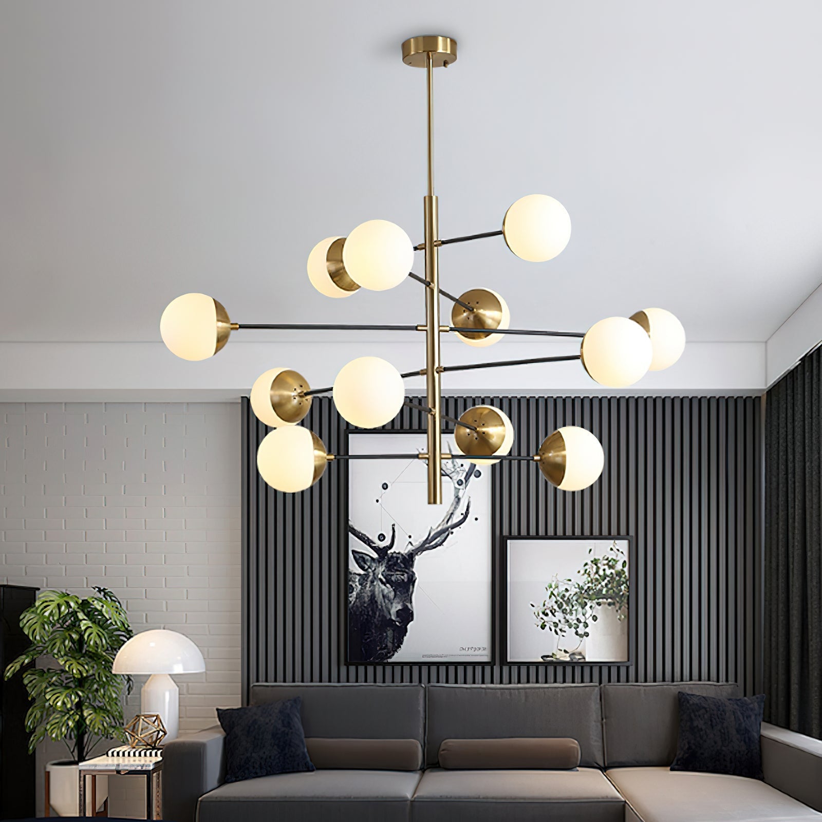 Ultra Modern Minimalist Brass Glass Chandelier - Letslighting