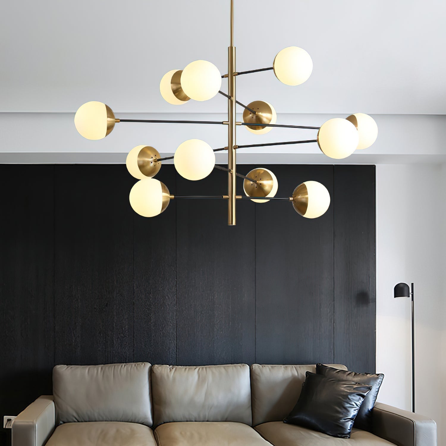 Ultra Modern Minimalist Brass Glass Chandelier - Letslighting