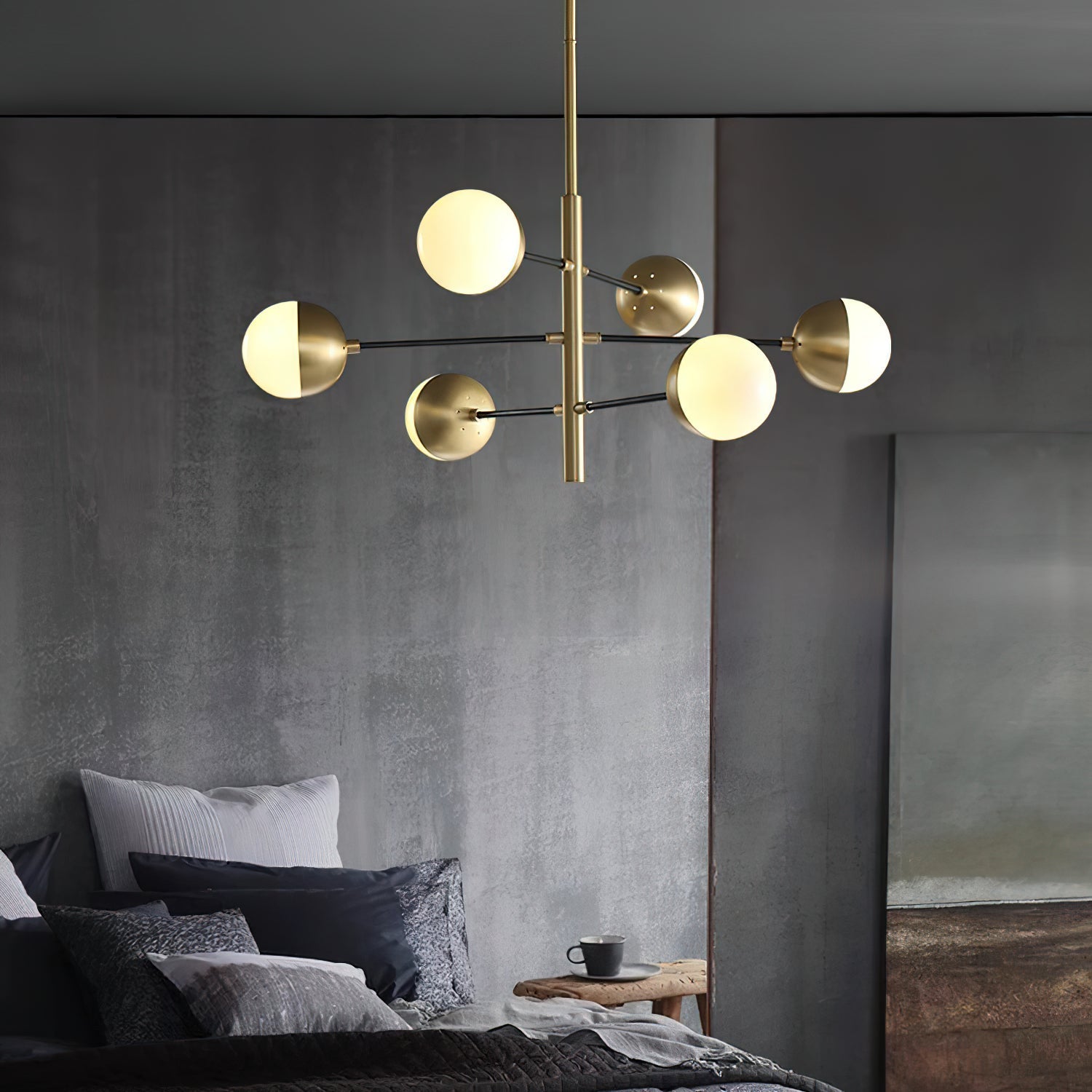 Ultra Modern Minimalist Brass Glass Chandelier - Letslighting