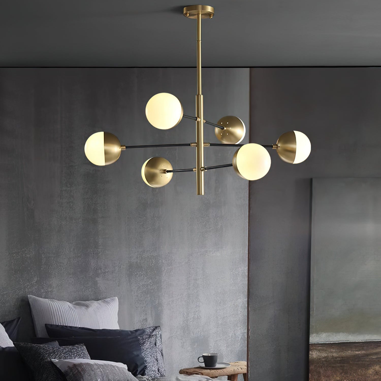 Ultra Modern Minimalist Brass Glass Chandelier - Letslighting