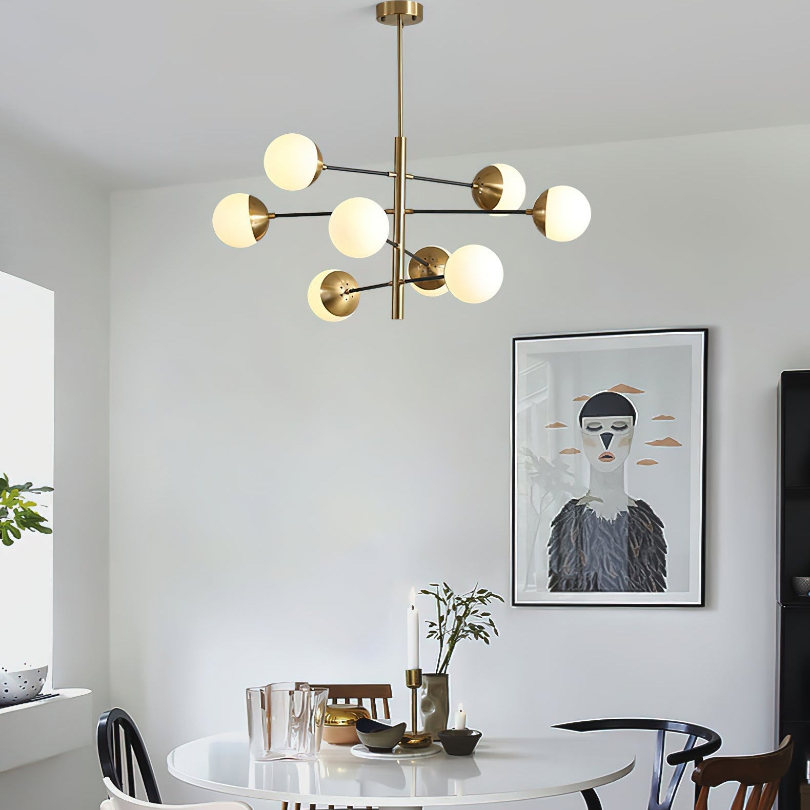 Ultra Modern Minimalist Brass Glass Chandelier - Letslighting