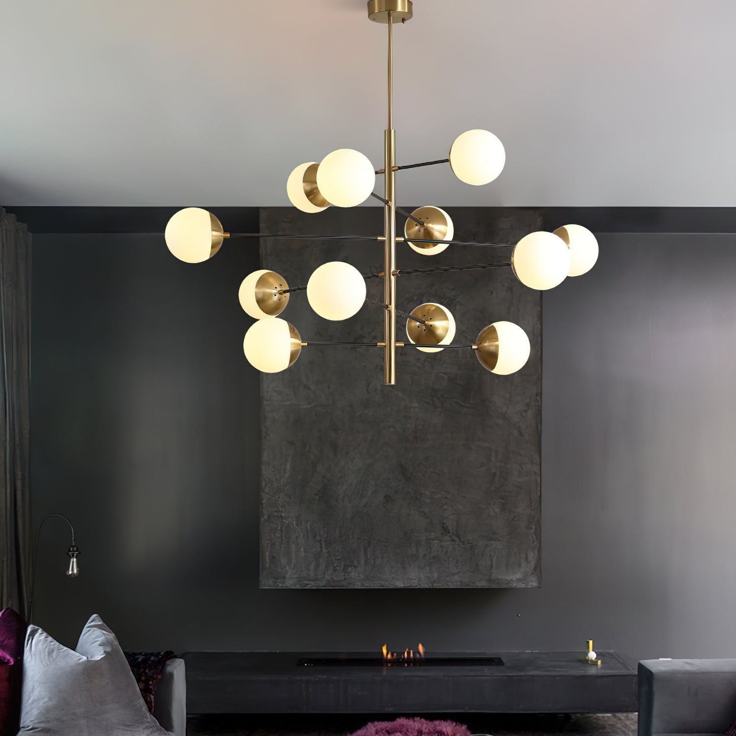 Ultra Modern Minimalist Brass Glass Chandelier - Letslighting
