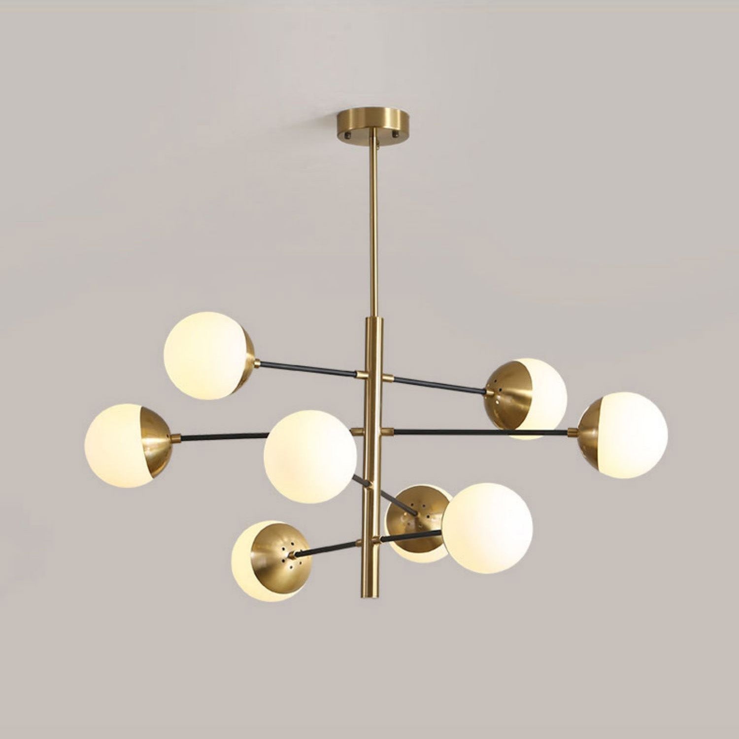 Ultra Modern Minimalist Brass Glass Chandelier - Letslighting