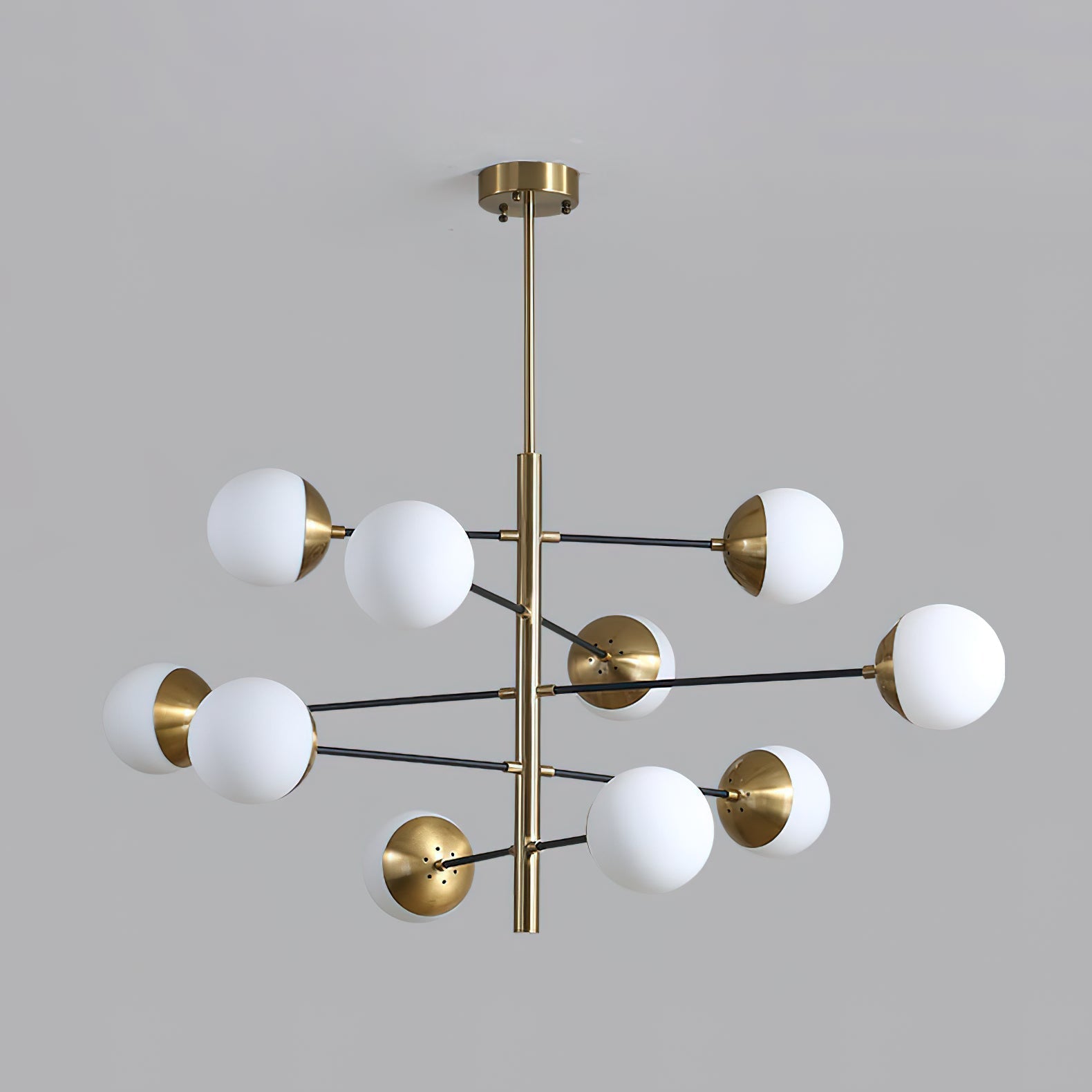 Ultra Modern Minimalist Brass Glass Chandelier - Letslighting