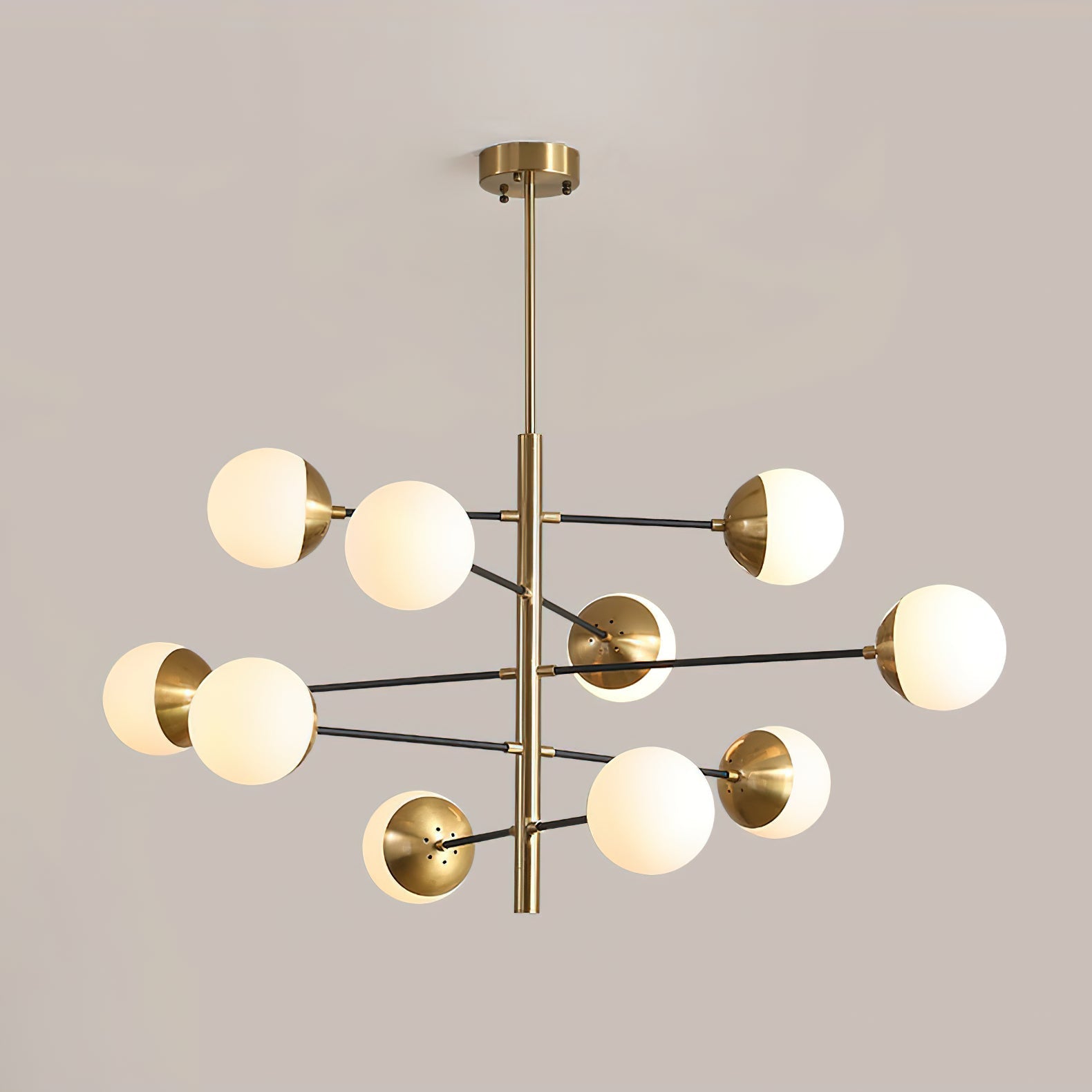 Ultra Modern Minimalist Brass Glass Chandelier - Letslighting