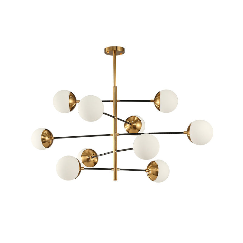 Ultra Modern Minimalist Brass Glass Chandelier - Letslighting