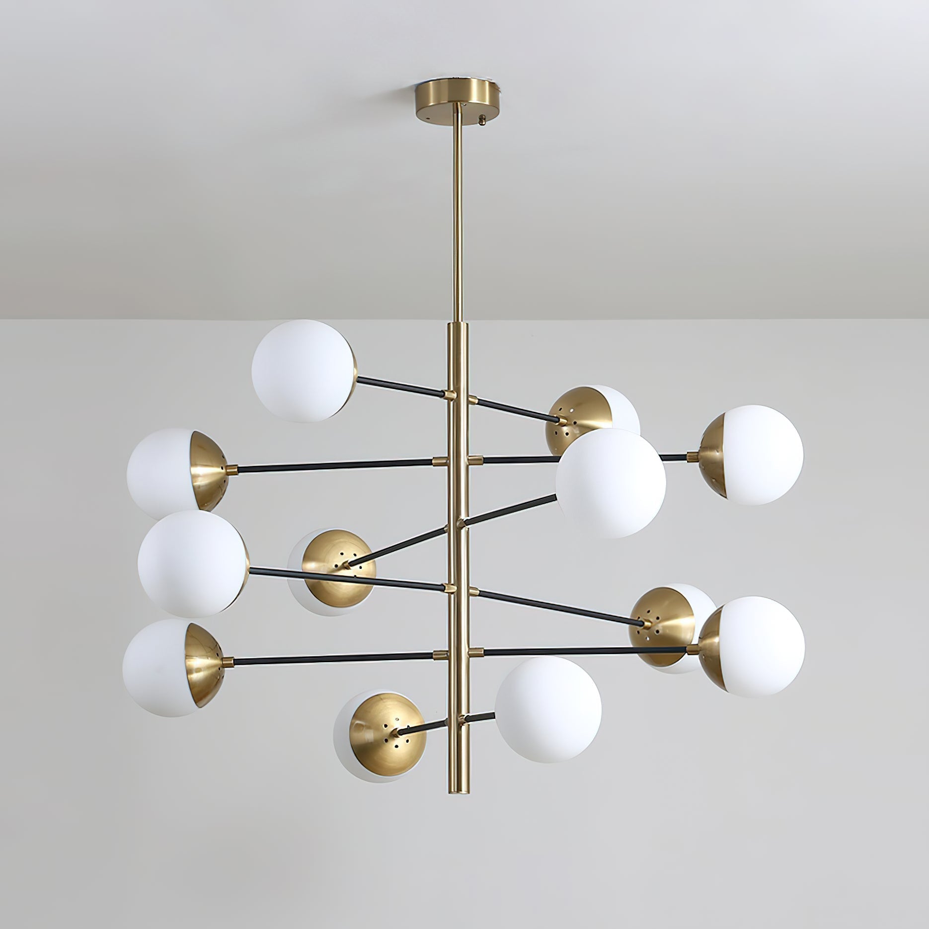Ultra Modern Minimalist Brass Glass Chandelier - Letslighting