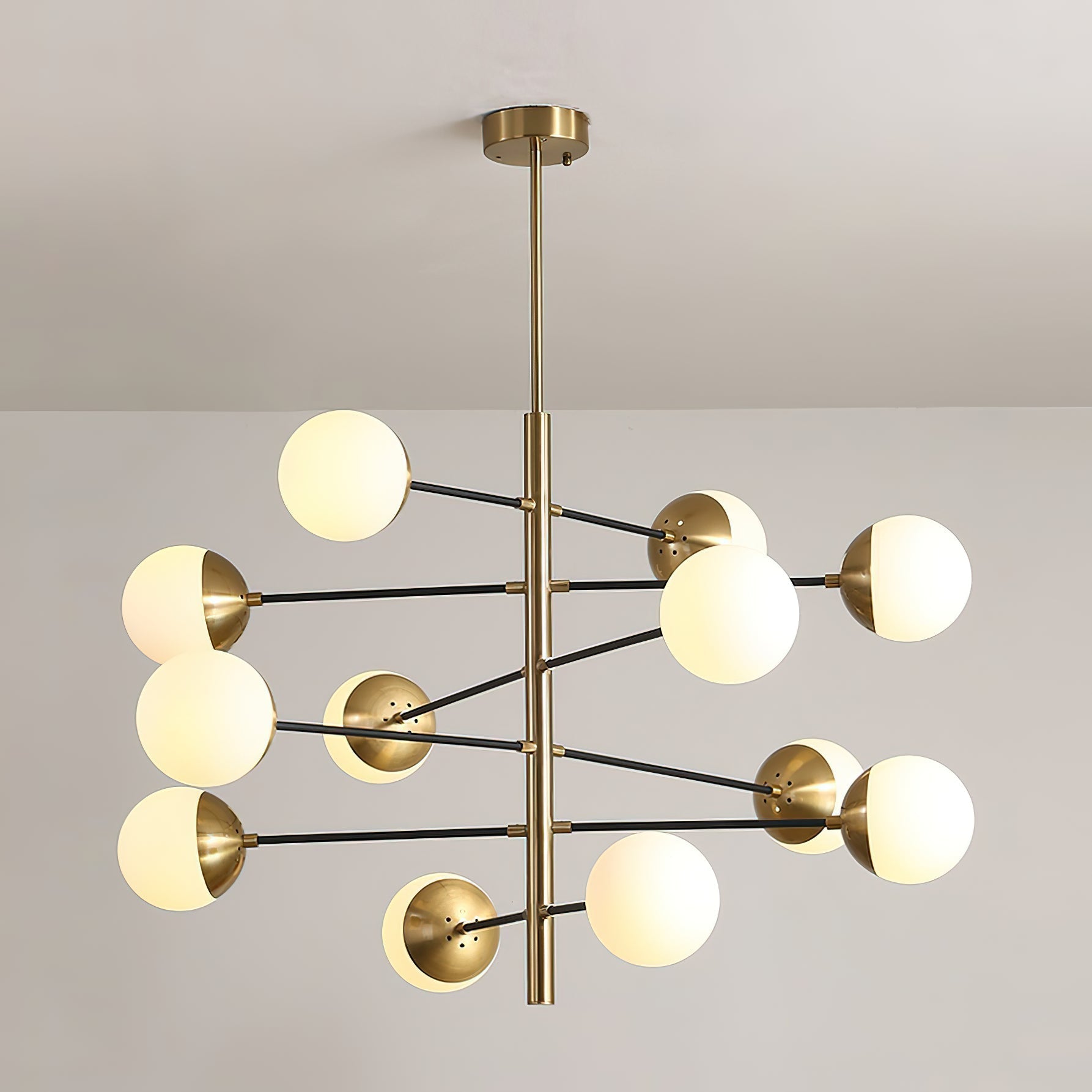 Ultra Modern Minimalist Brass Glass Chandelier - Letslighting