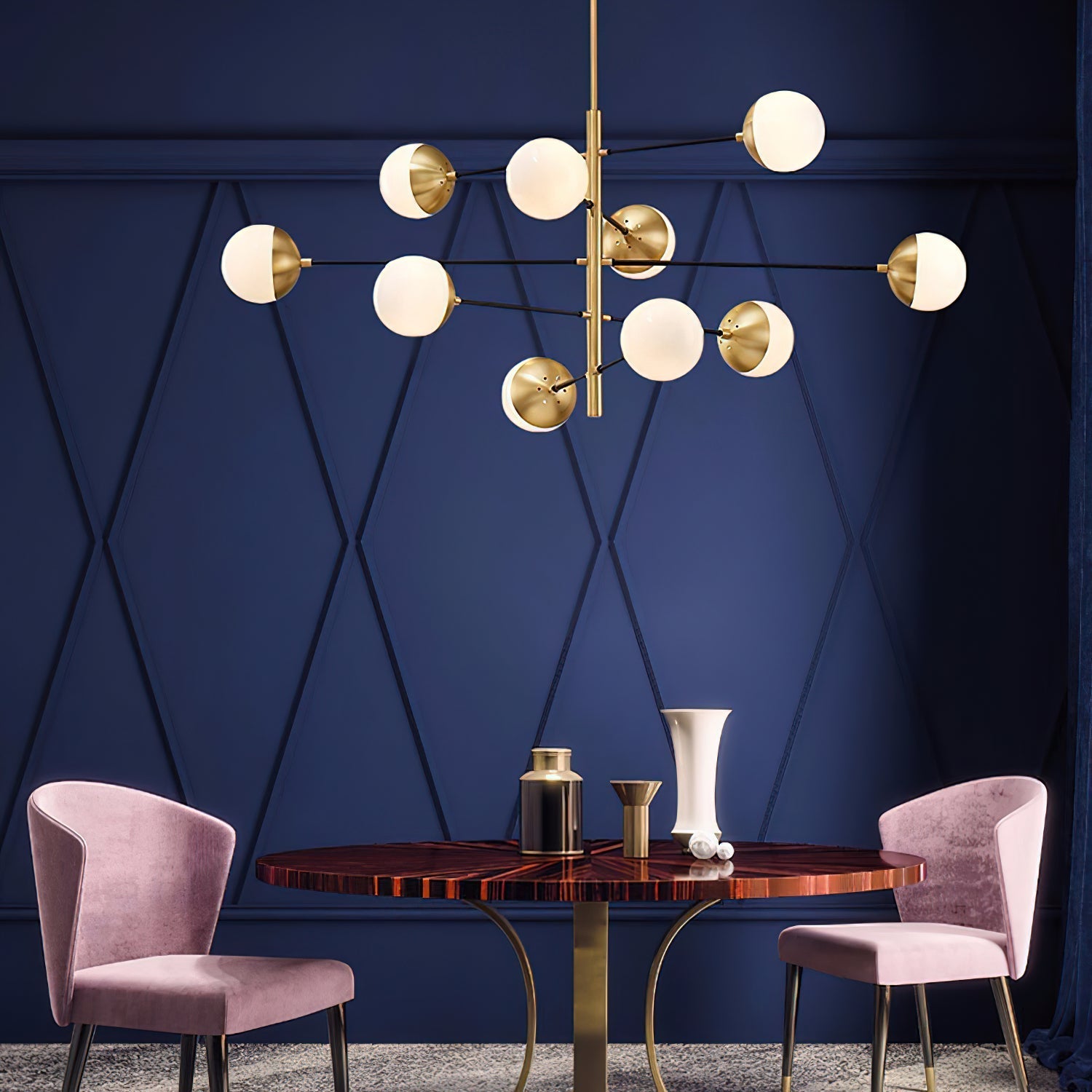 Ultra Modern Minimalist Brass Glass Chandelier - Letslighting
