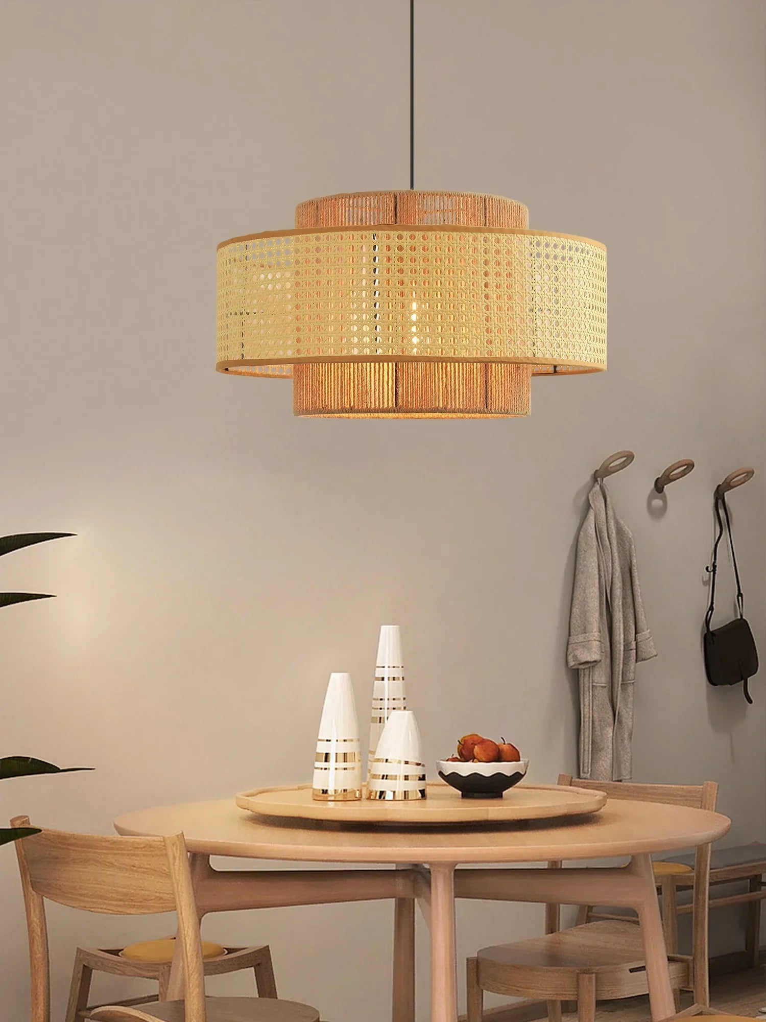 Ulshayra Concentric Rattan Pendant Light - Letslighting