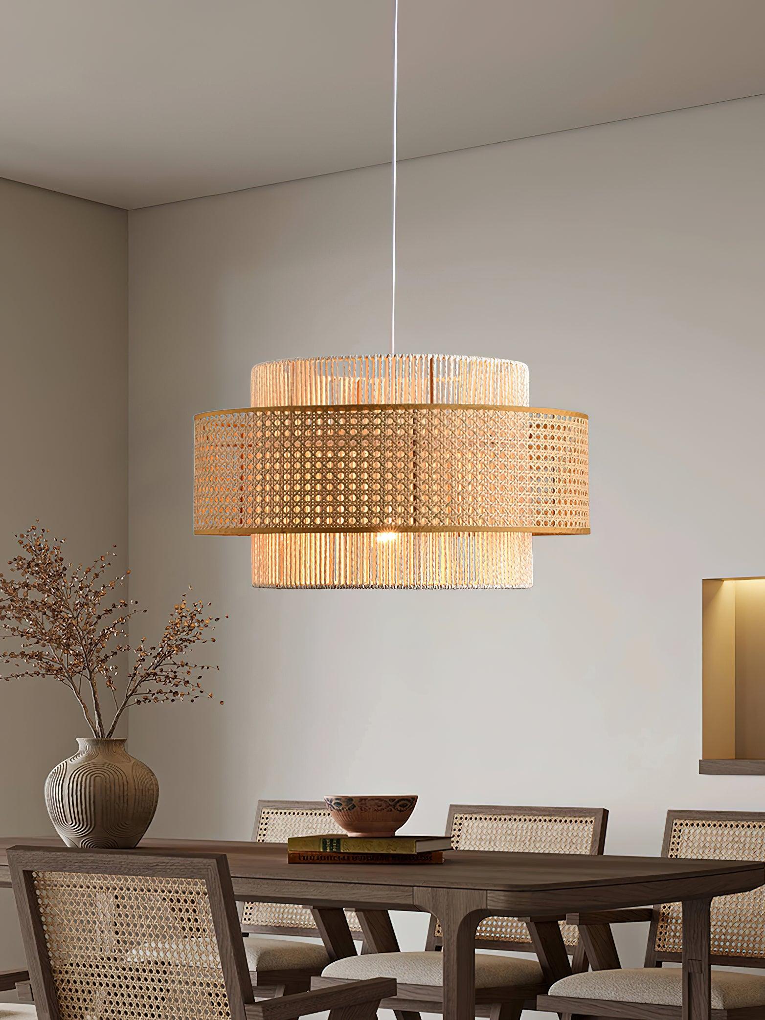 Ulshayra Concentric Rattan Pendant Light - Letslighting