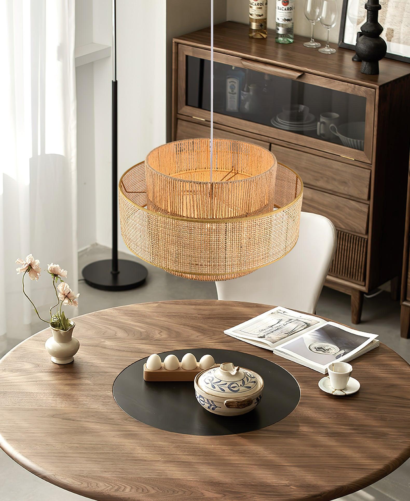 Ulshayra Concentric Rattan Pendant Light - Letslighting