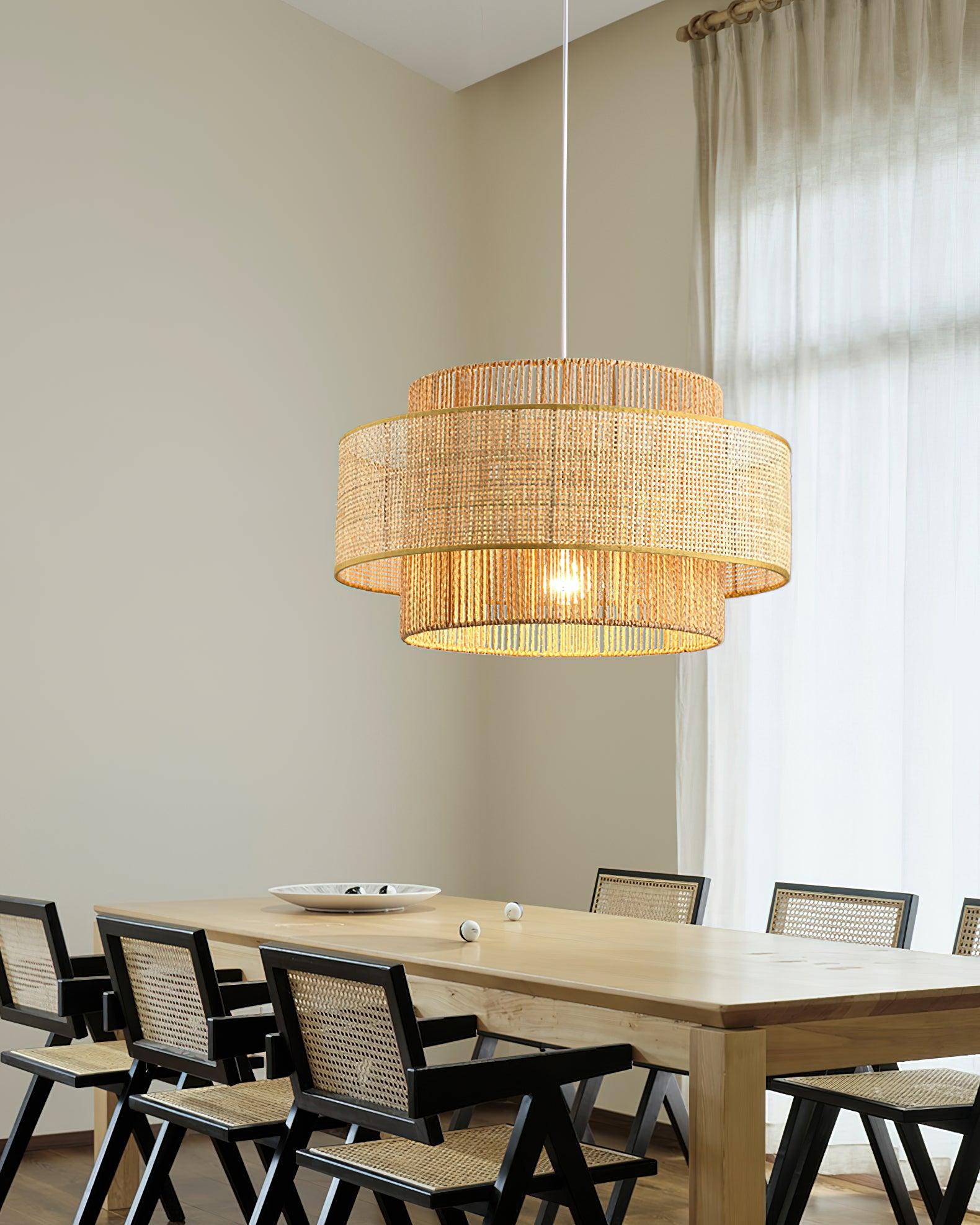 Ulshayra Concentric Rattan Pendant Light - Letslighting