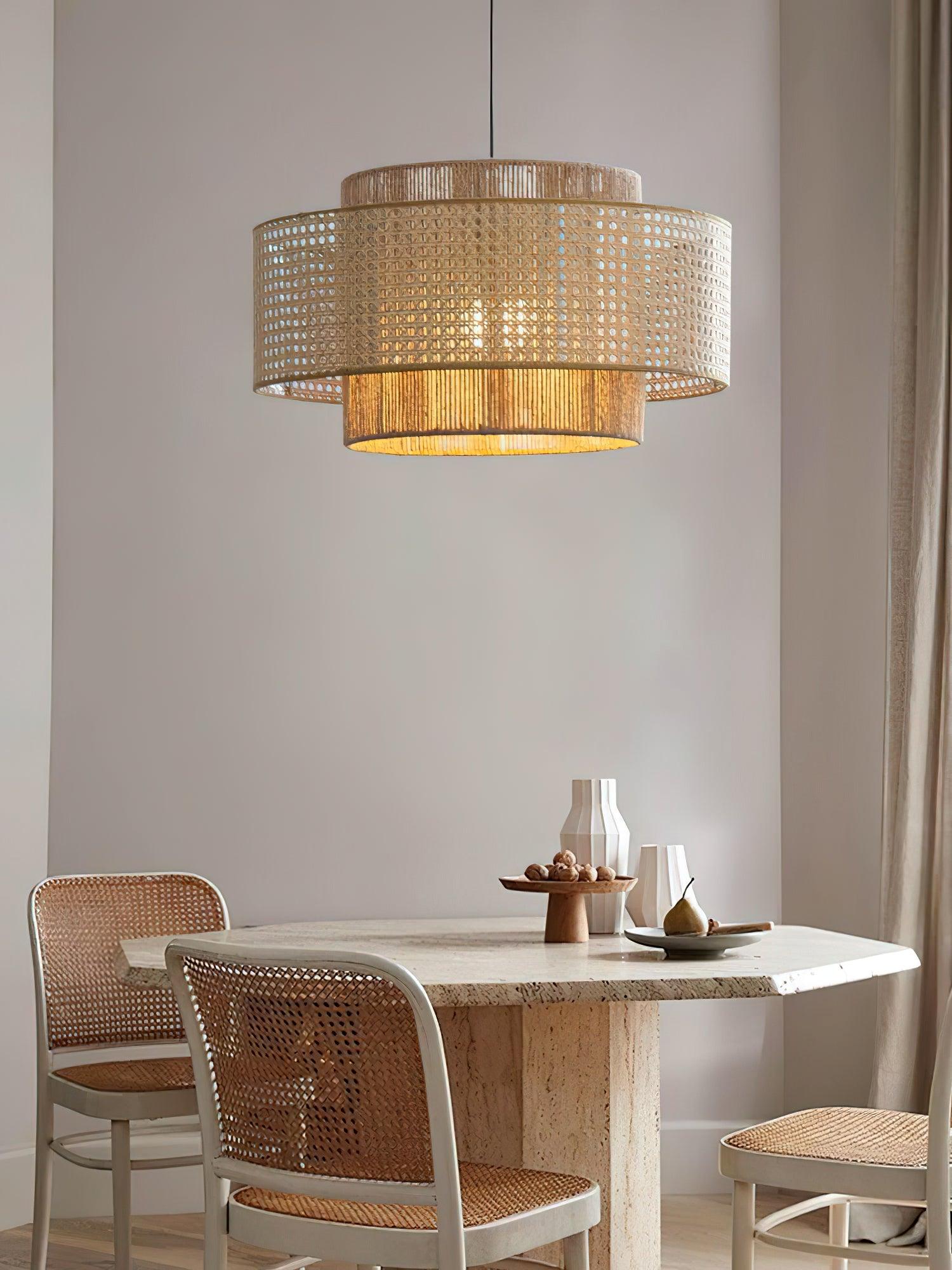 Ulshayra Concentric Rattan Pendant Light - Letslighting