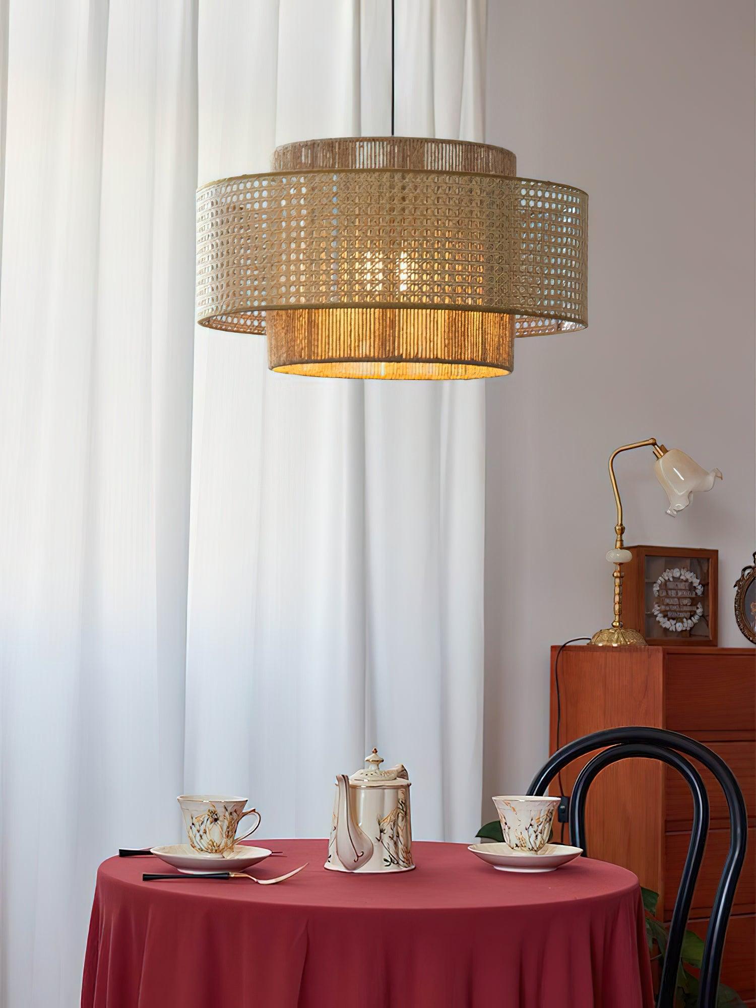Ulshayra Concentric Rattan Pendant Light - Letslighting
