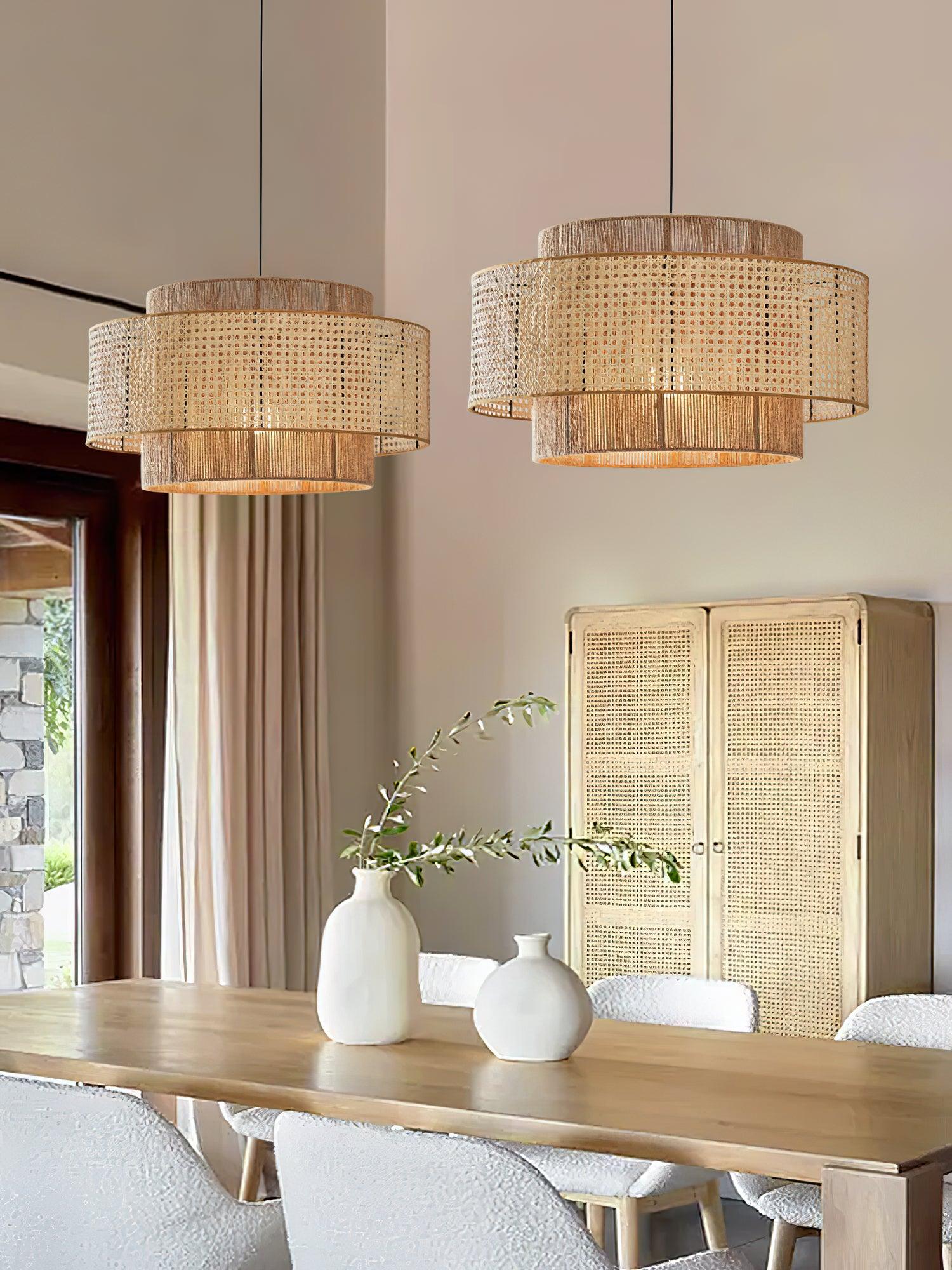 Ulshayra Concentric Rattan Pendant Light - Letslighting