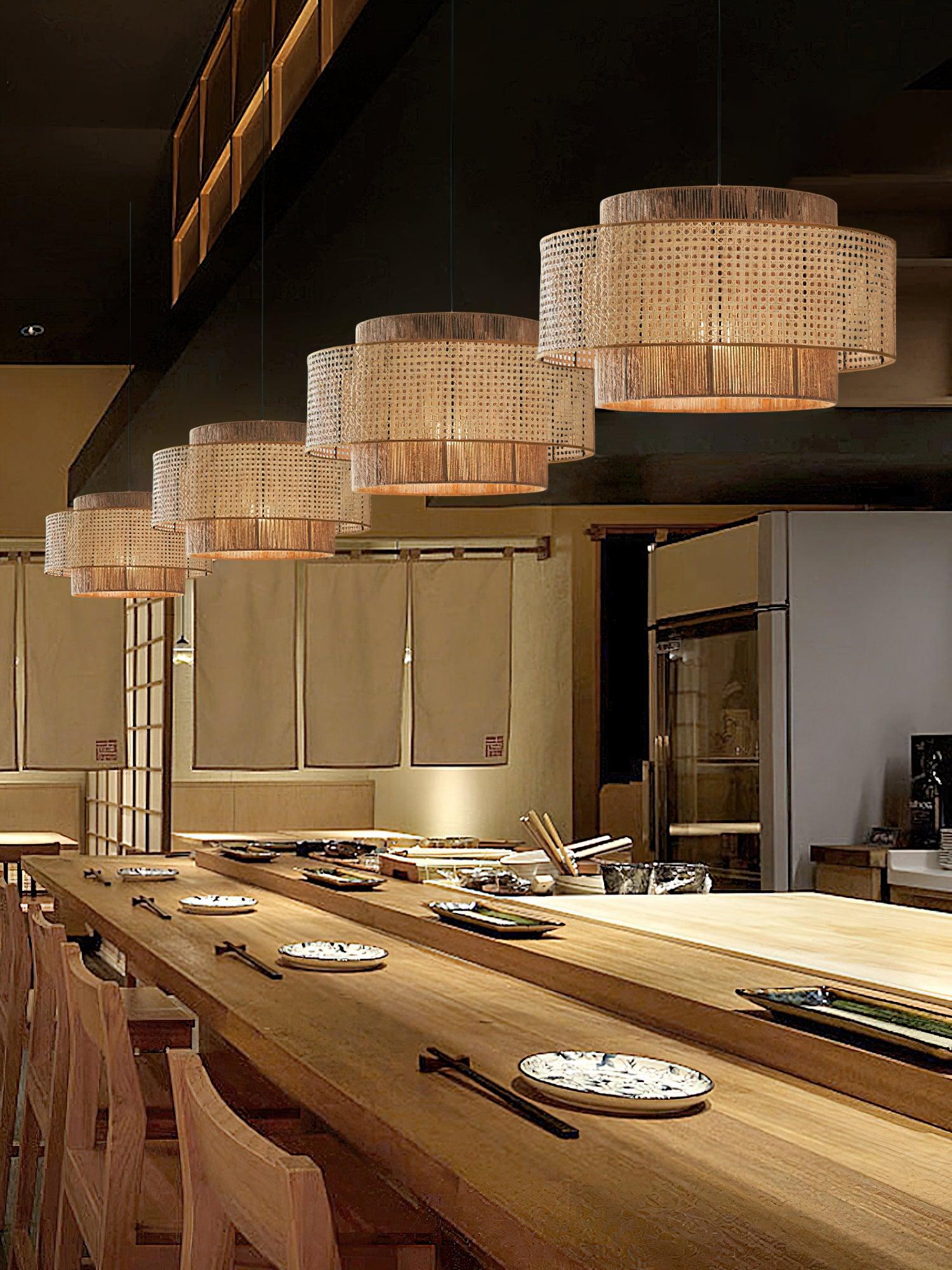 Ulshayra Concentric Rattan Pendant Light - Letslighting