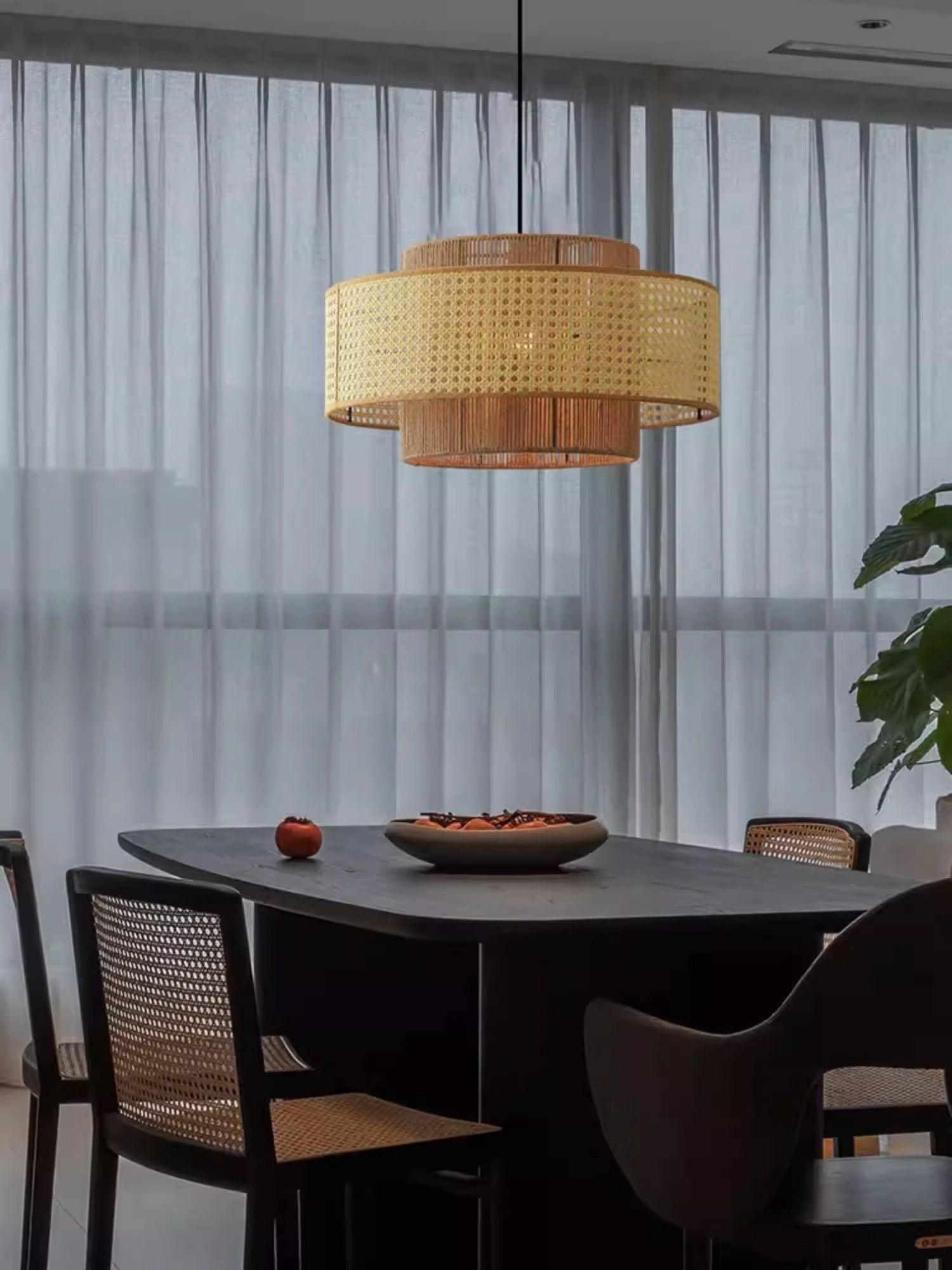 Ulshayra Concentric Rattan Pendant Light - Letslighting