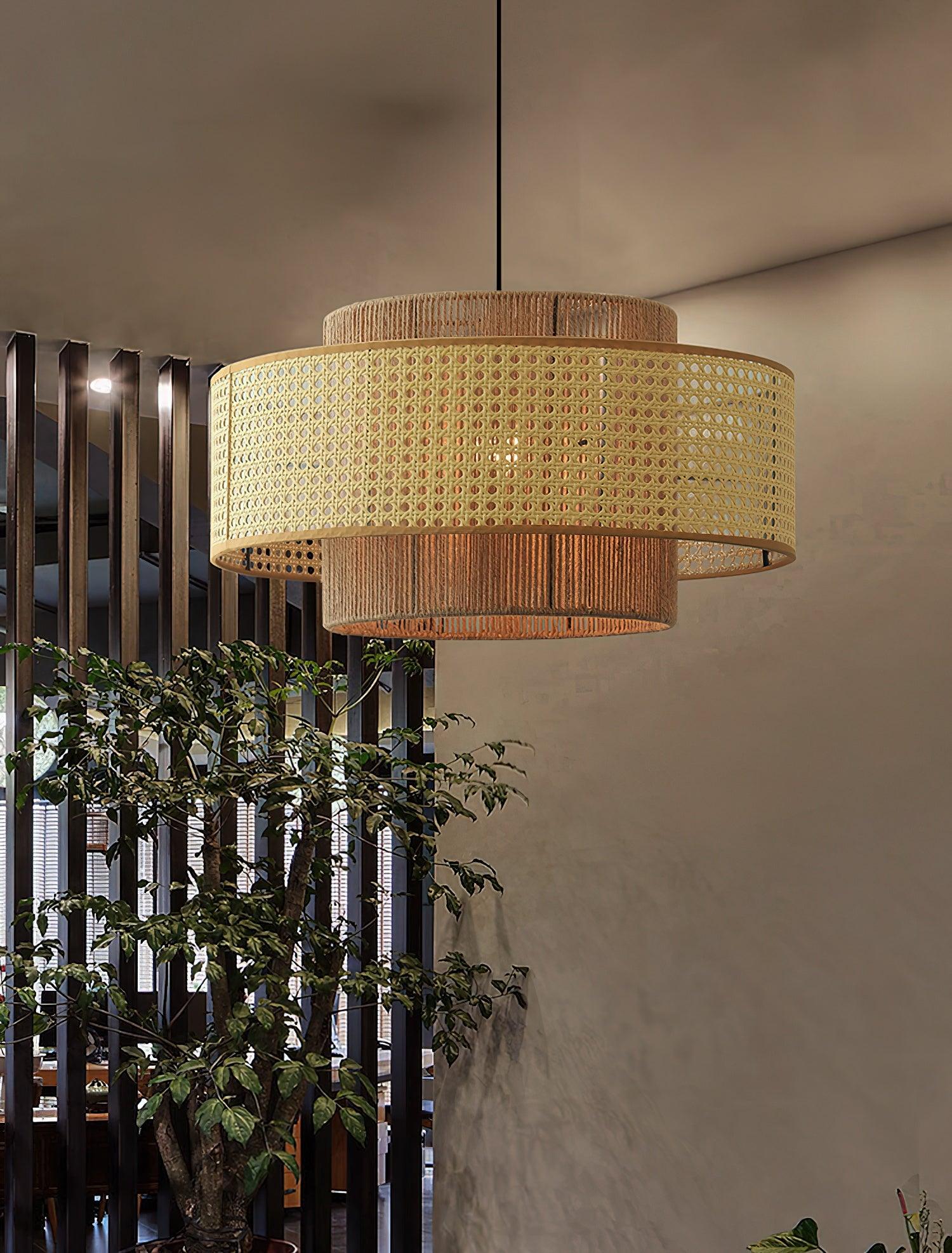 Ulshayra Concentric Rattan Pendant Light - Letslighting