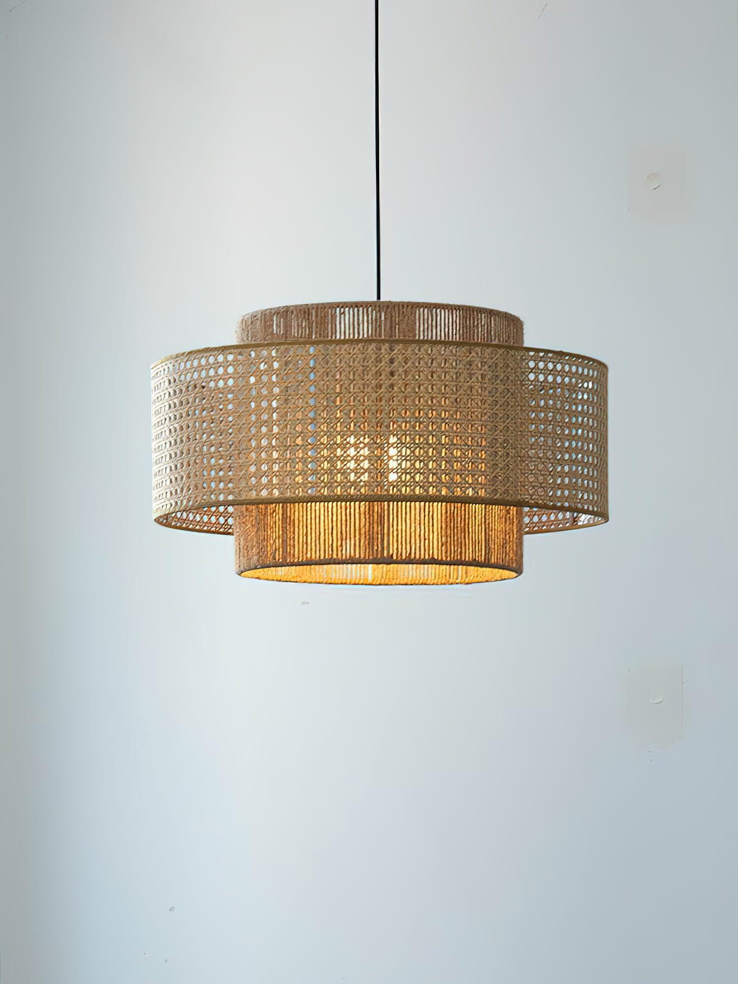 Ulshayra Concentric Rattan Pendant Light - Letslighting