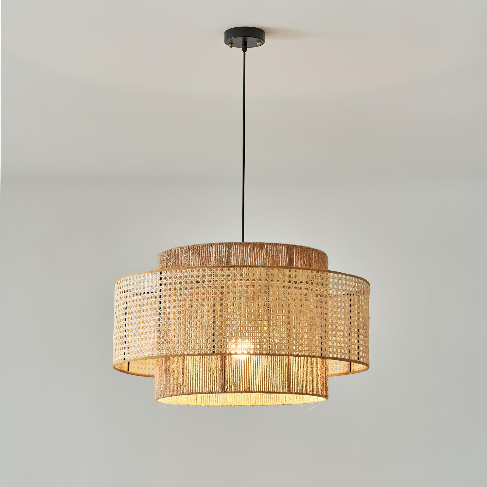 Ulshayra Concentric Rattan Pendant Light - Letslighting