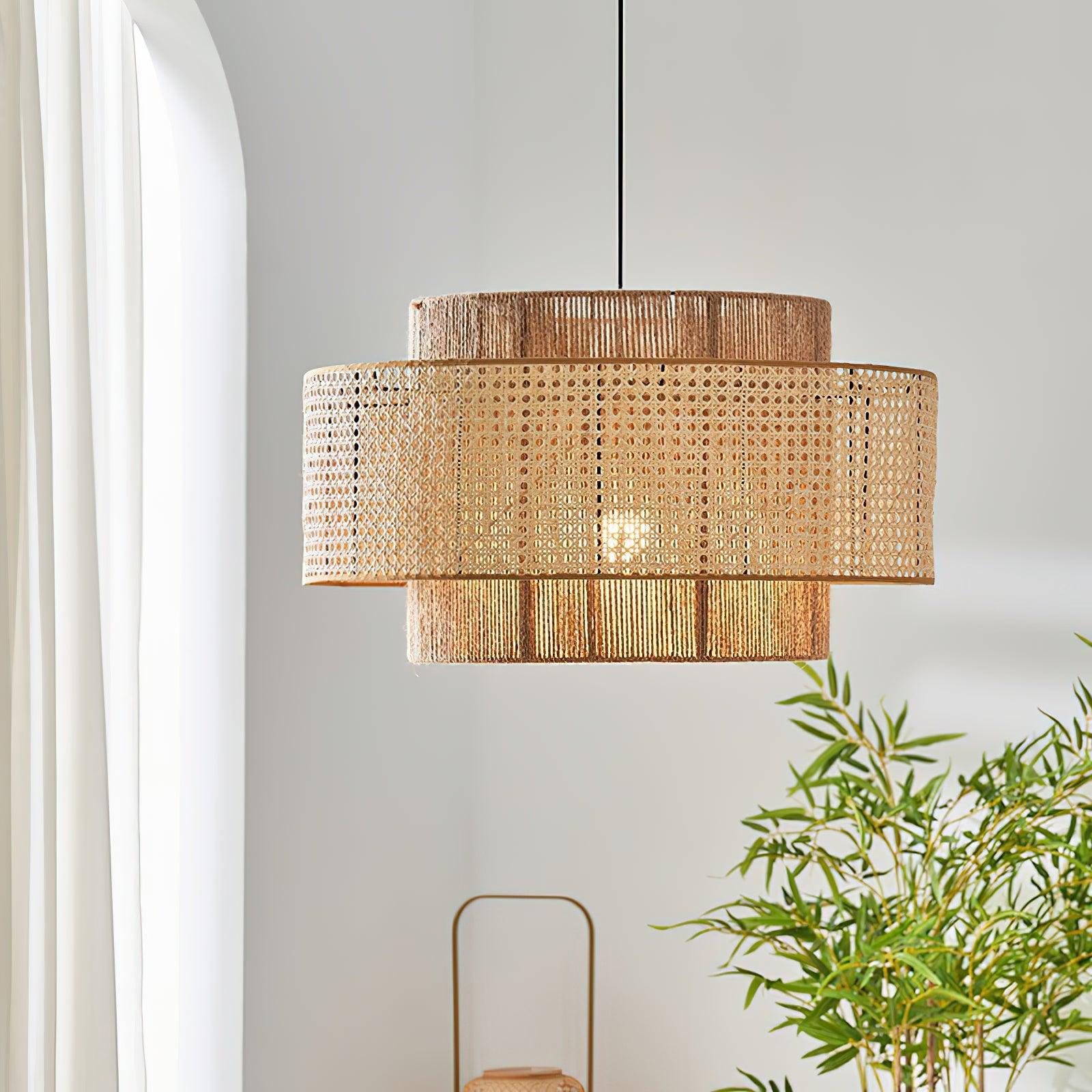 Ulshayra Concentric Rattan Pendant Light - Letslighting