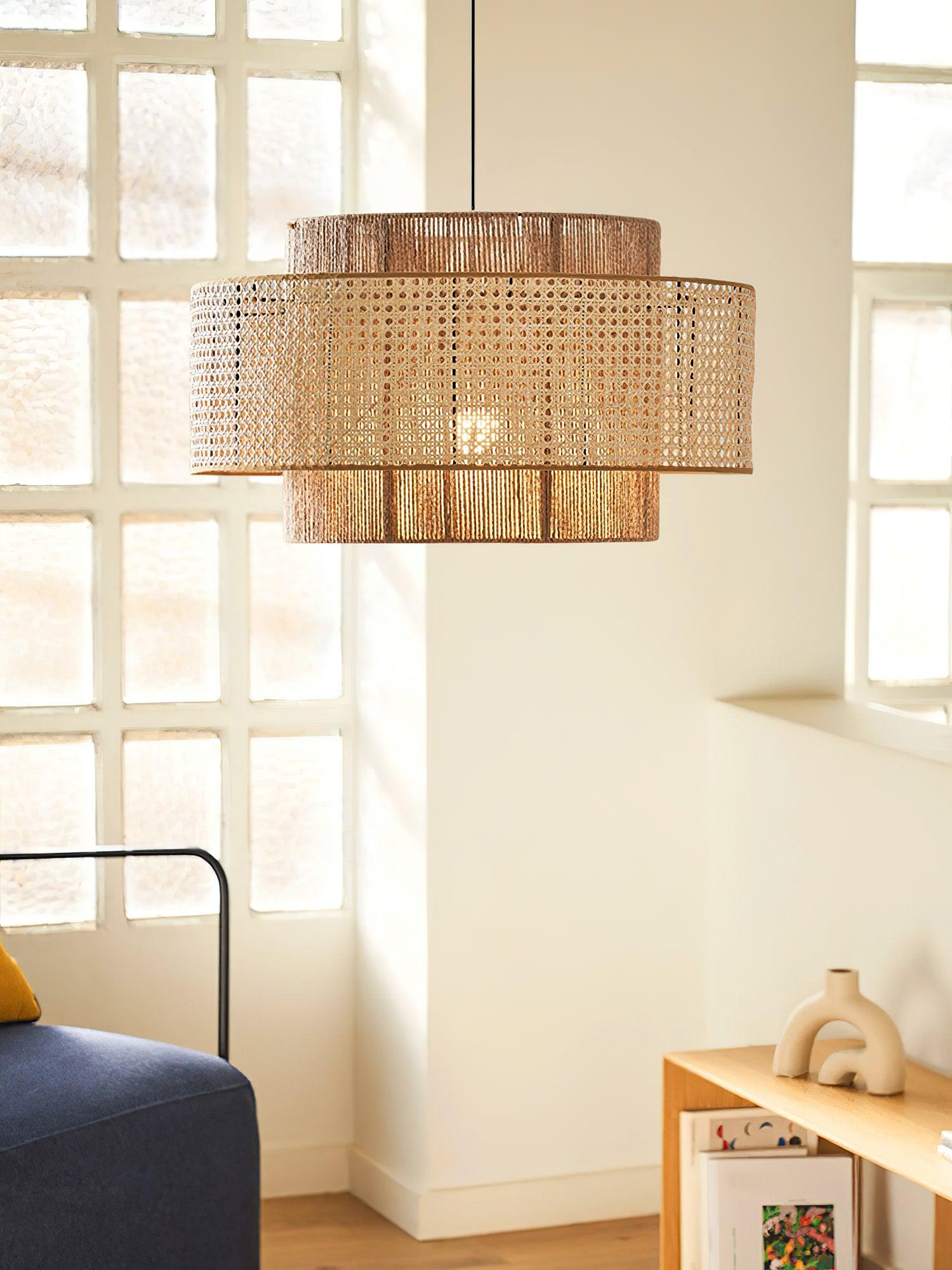 Ulshayra Concentric Rattan Pendant Light - Letslighting