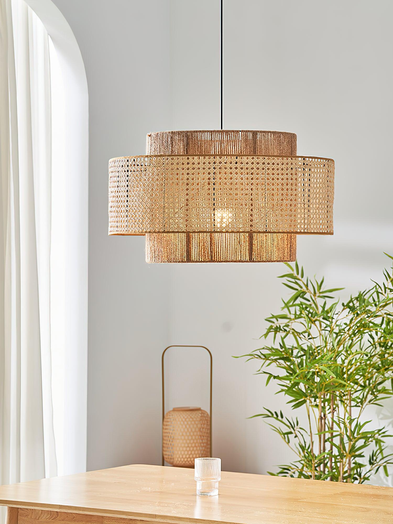 Ulshayra Concentric Rattan Pendant Light - Letslighting