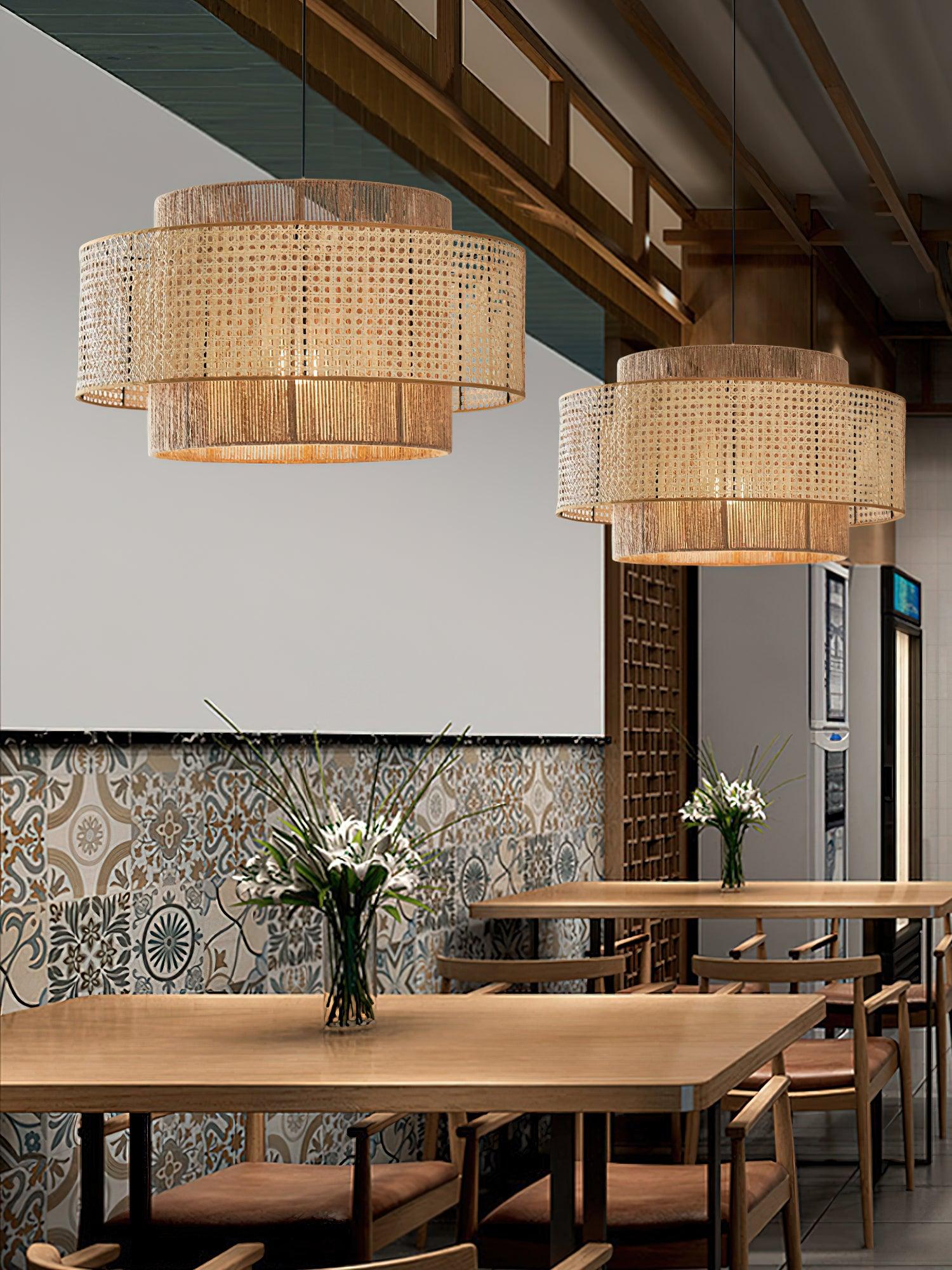 Ulshayra Concentric Rattan Pendant Light - Letslighting