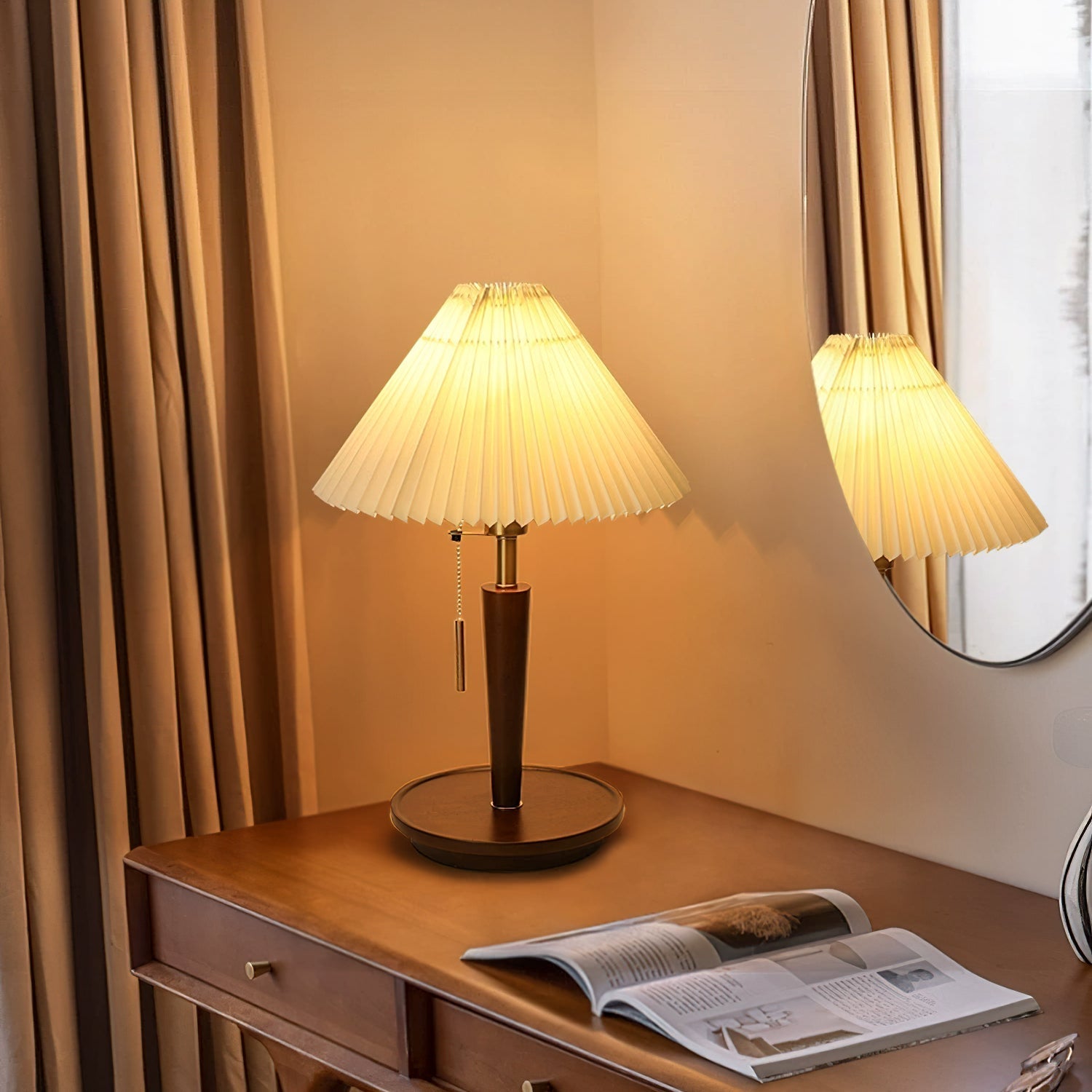 Novace Fabric Wood Table Lamp - Letslighting
