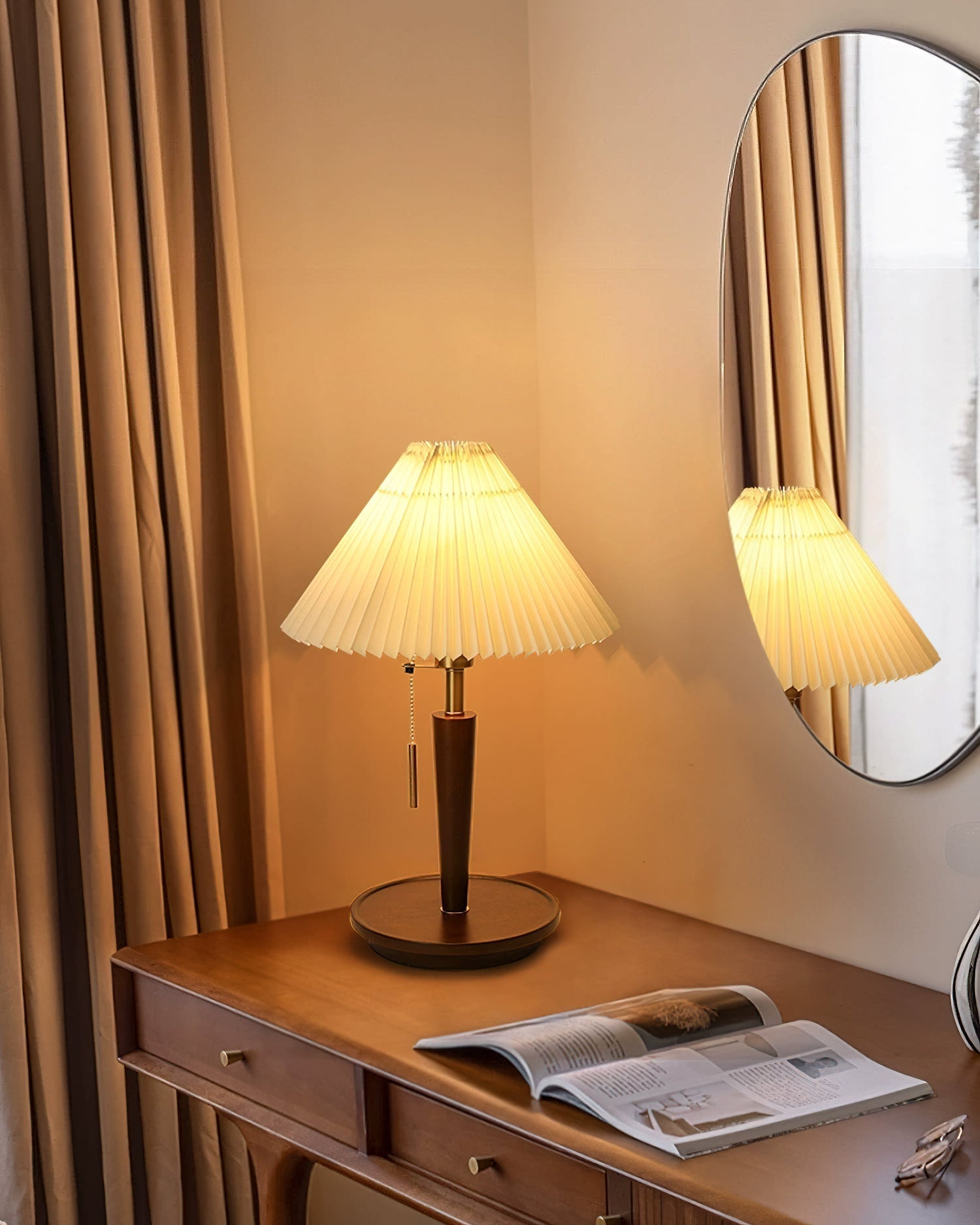 Novace Fabric Wood Table Lamp - Letslighting