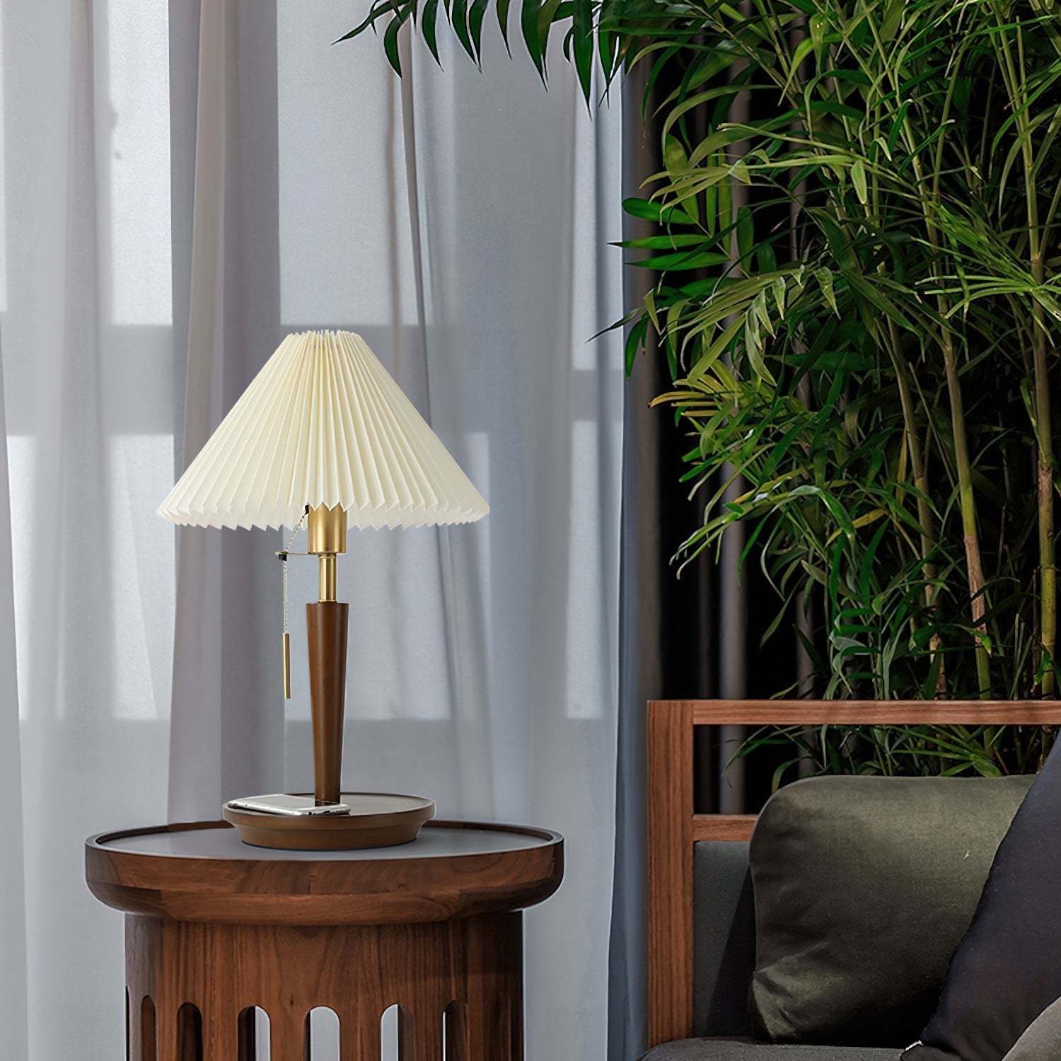 Novace Fabric Wood Table Lamp - Letslighting