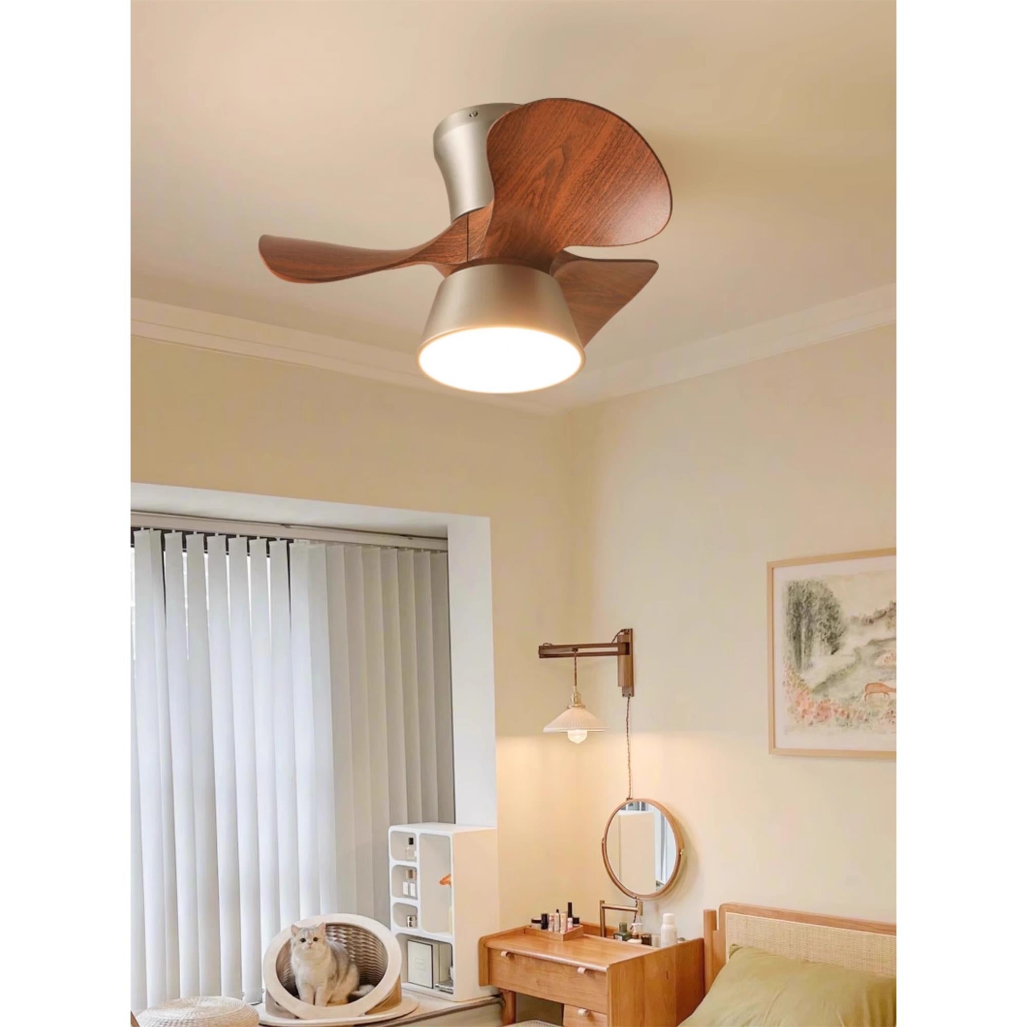 Zanorir Modern Minimalist Natural Wooden Acrylic Ceiling Fan Light - Letslighting