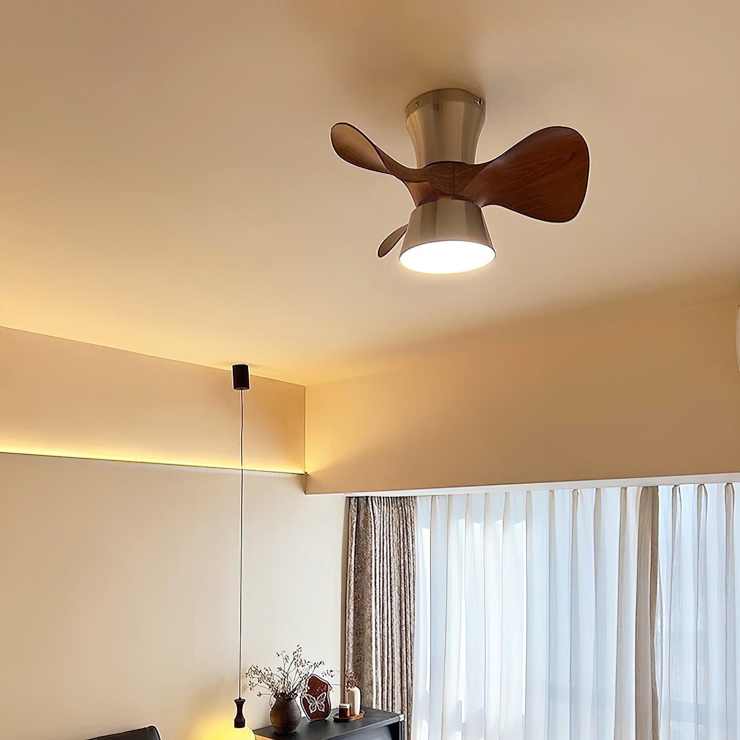 Zanorir Modern Minimalist Natural Wooden Acrylic Ceiling Fan Light - Letslighting