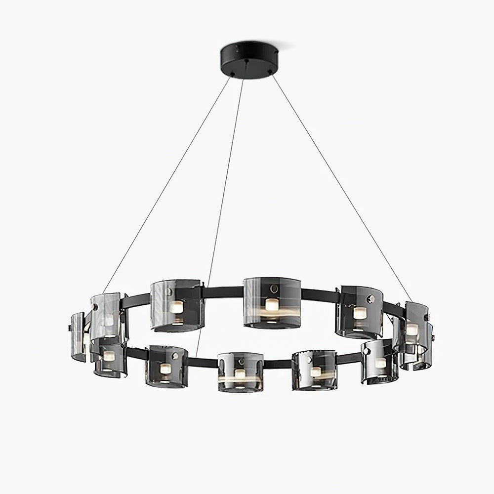 Lustra Chandelier Circular Glass Iron Arms - Letslighting
