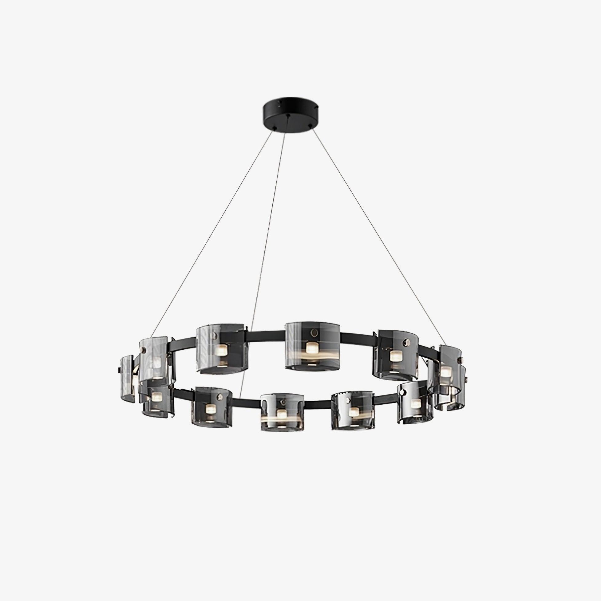 Lustra Chandelier Circular Glass Iron Arms - Letslighting