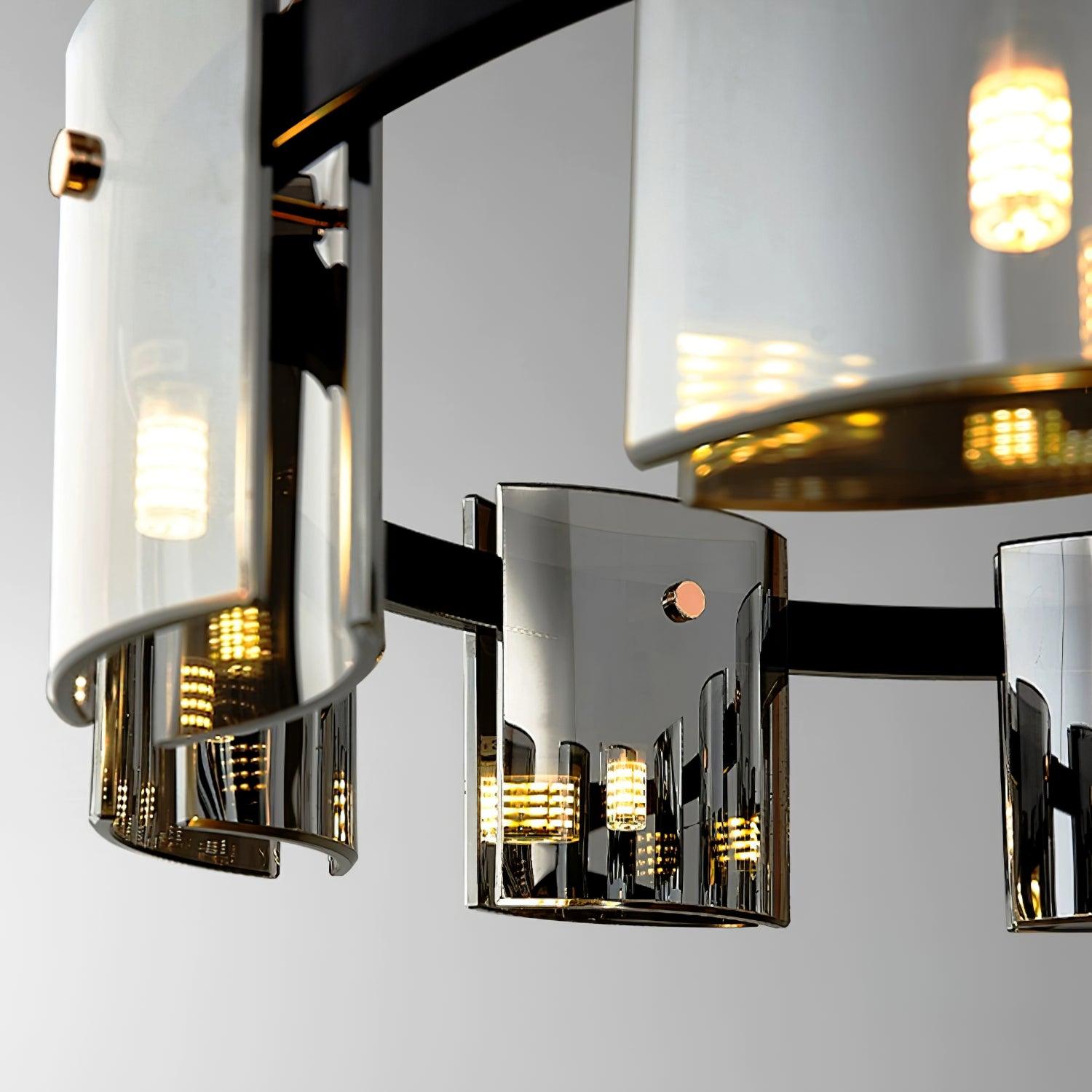 Lustra Chandelier Circular Glass Iron Arms - Letslighting