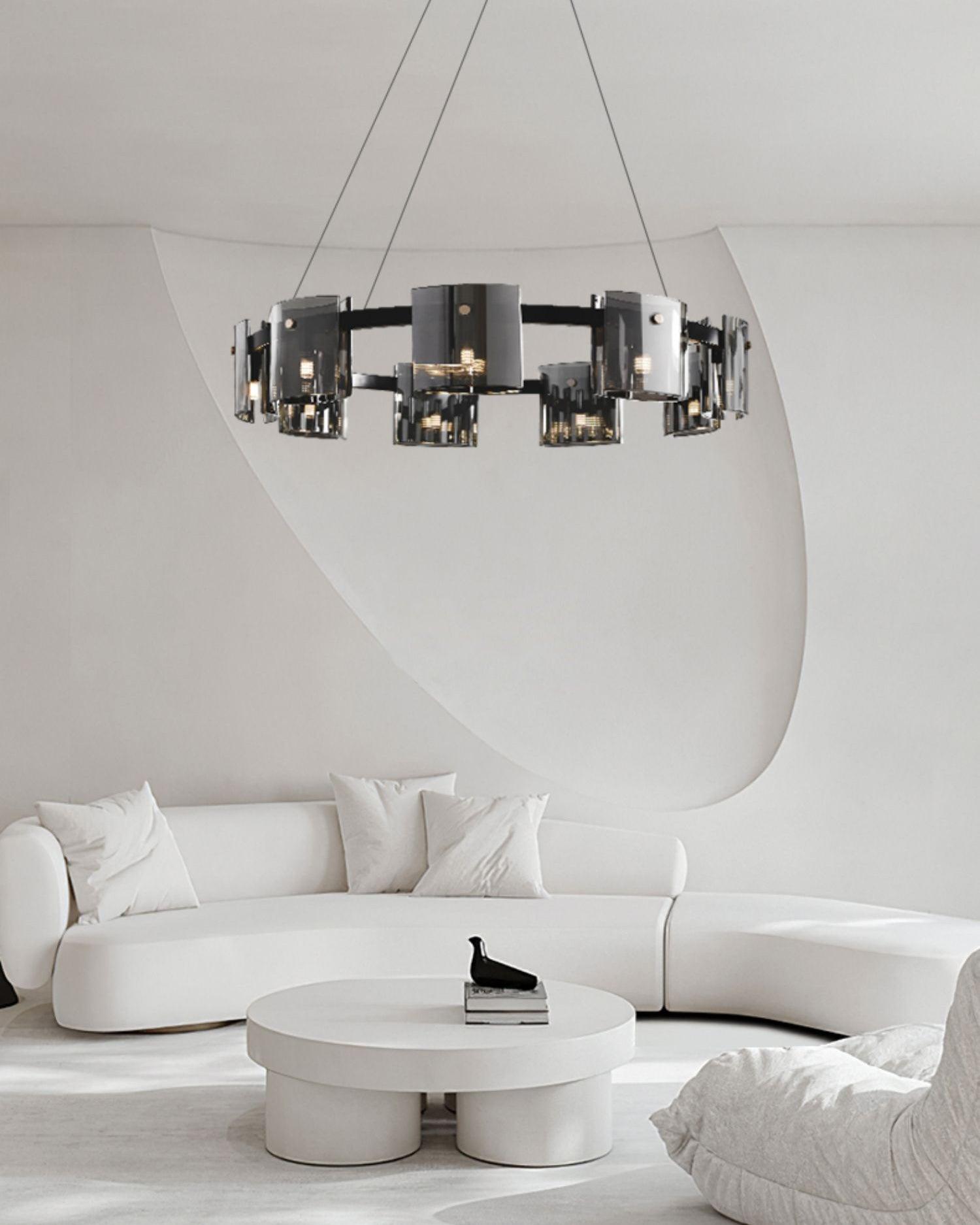 Lustra Chandelier Circular Glass Iron Arms - Letslighting