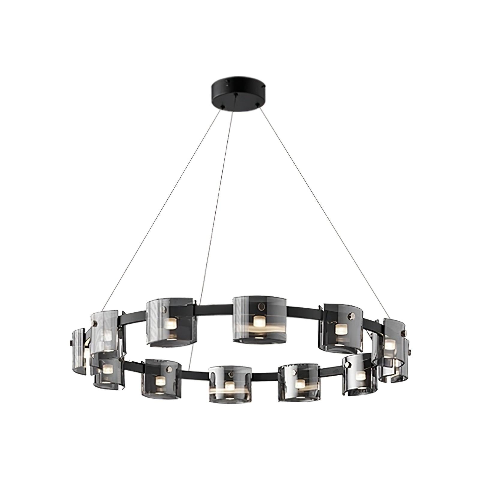 Lustra Chandelier Circular Glass Iron Arms - Letslighting