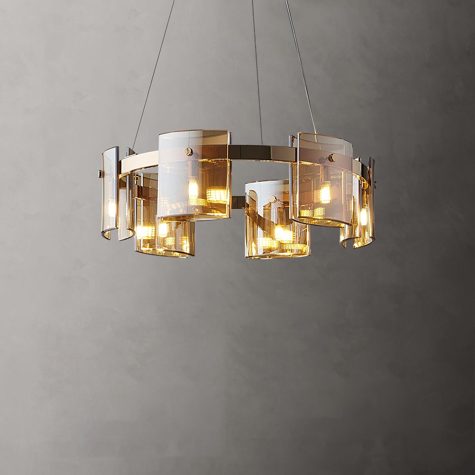 Lustra Chandelier Circular Glass Iron Arms - Letslighting